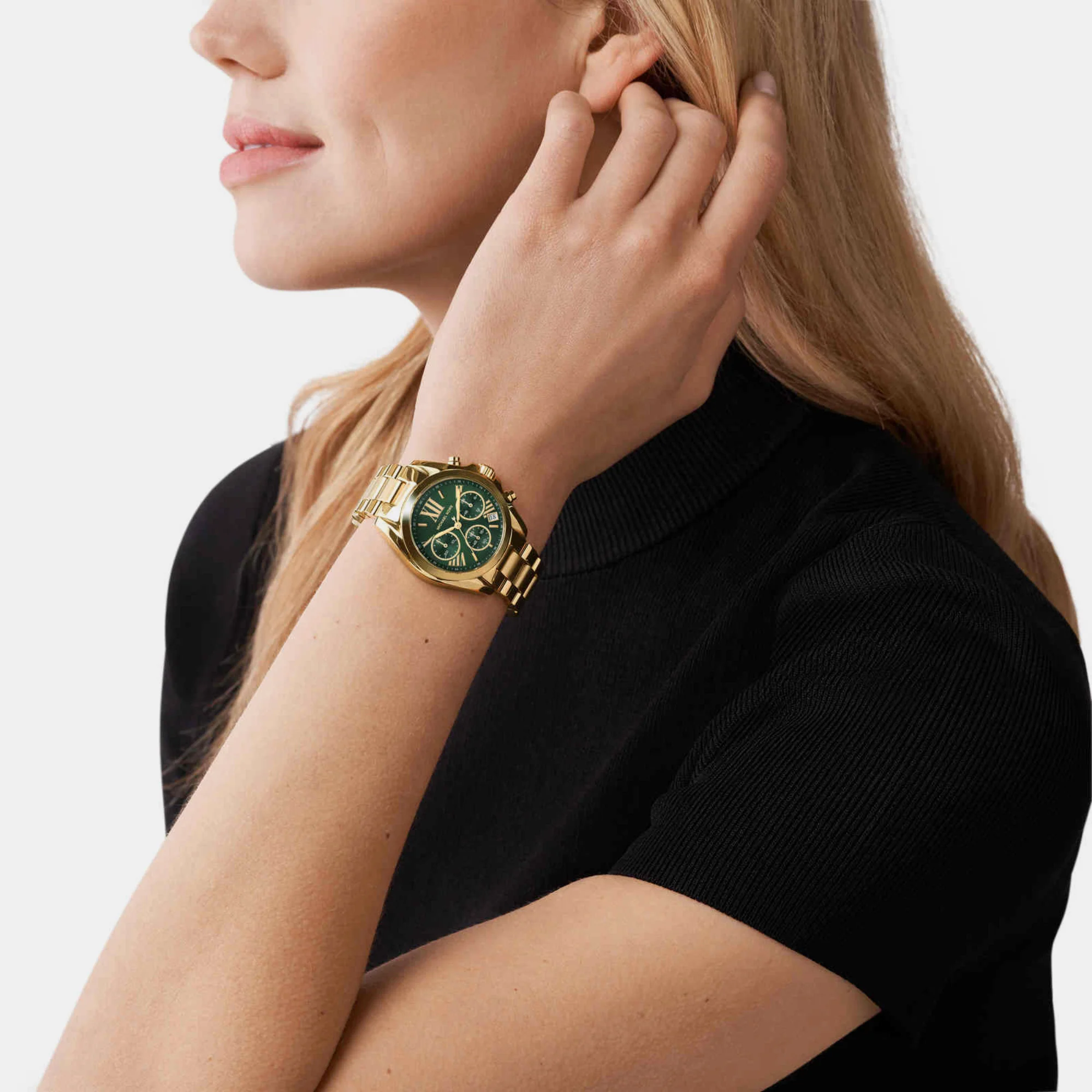 Bradshaw Women Quartz Green Dial Chronograph Stainless Steel Watch MK7257 - Image 4