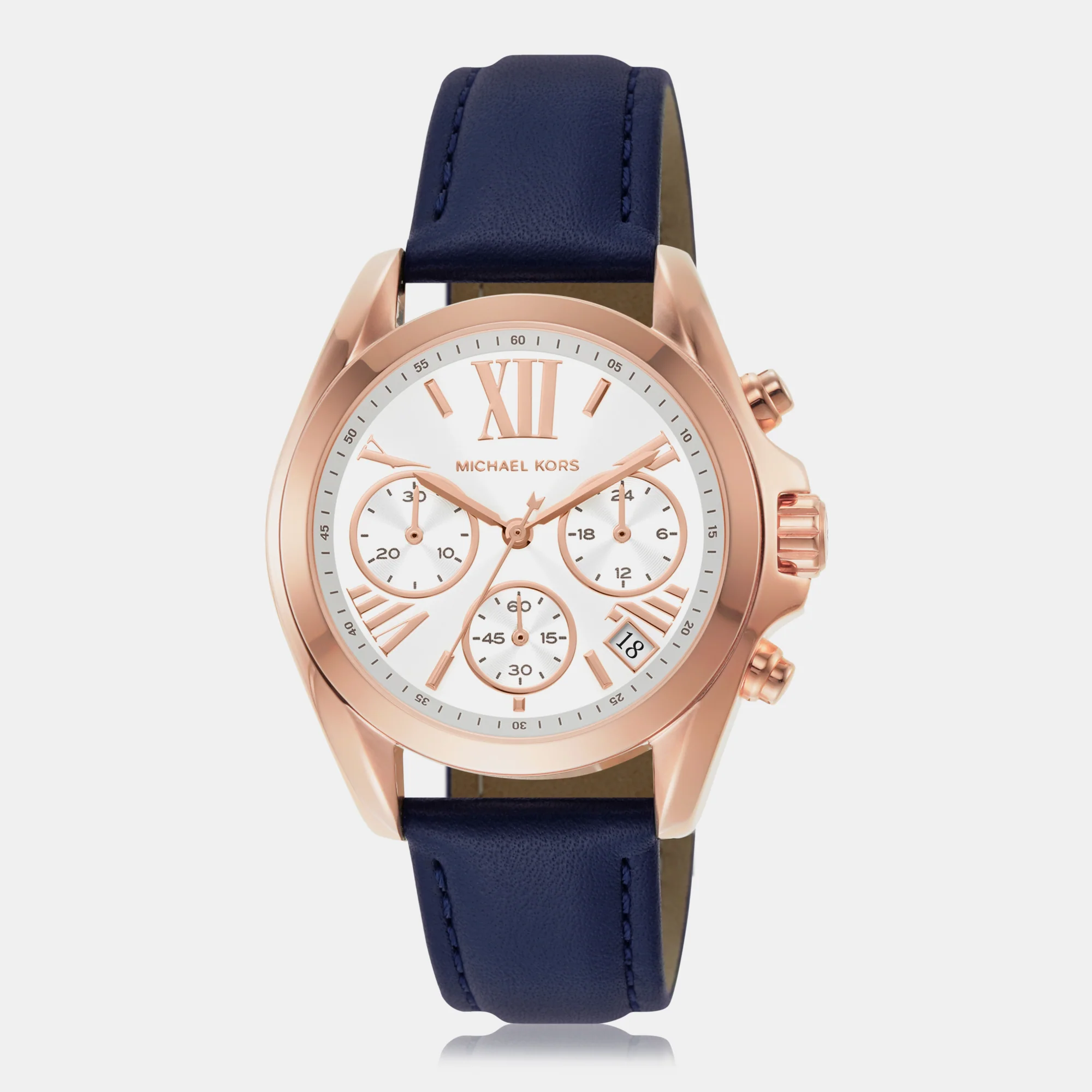 Bradshaw Women Quartz White Dial Chronograph Leather Watch MK2960 - Image 2