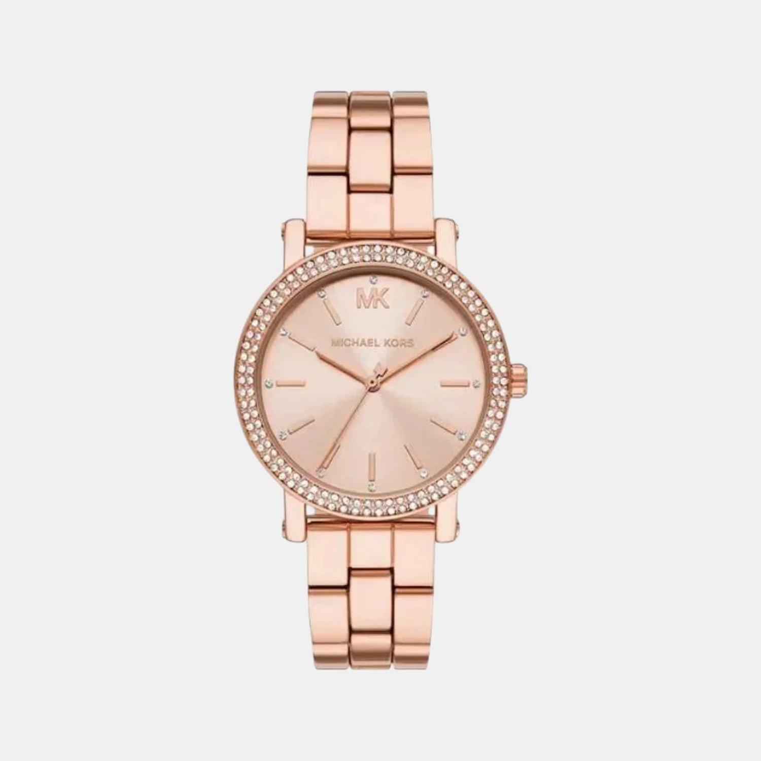 Corey Women Quartz Rose Gold Dial Analog Leather Watch MK7548