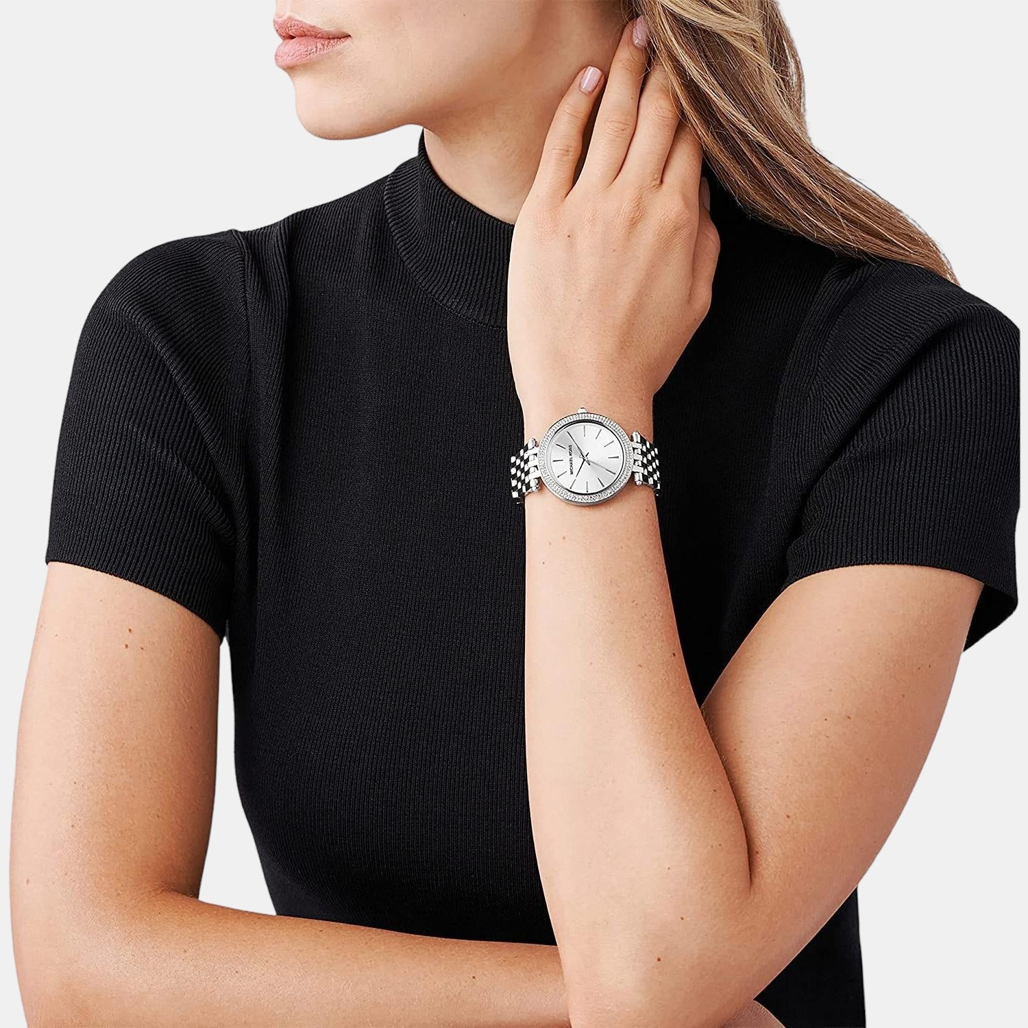 Darci Women Quartz Silver Dial Analog Stainless Steel Watch MK3190 - Image 4