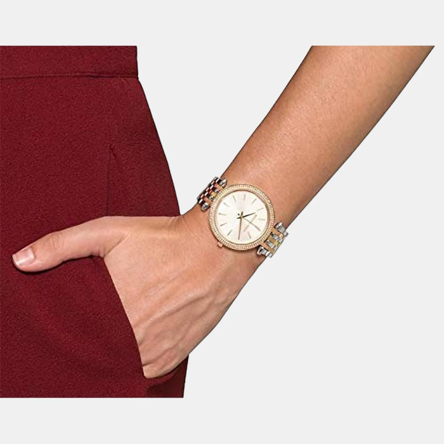 Darci Women Quartz Silver Dial Analog Stainless Steel Watch MK3203 - Image 4