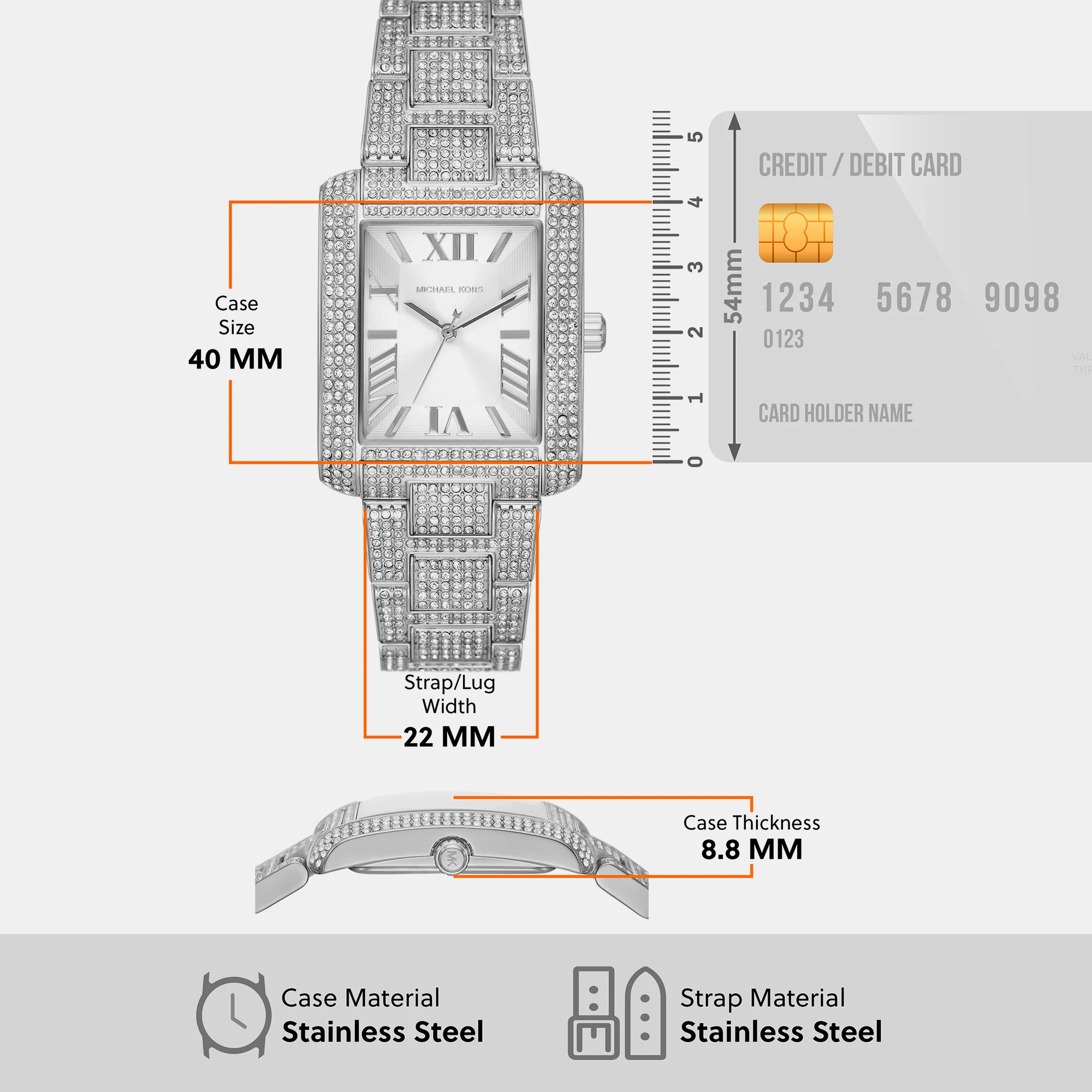 Emery Women Quartz White Dial Analog Stainless Steel Watch MK4648 - Image 6