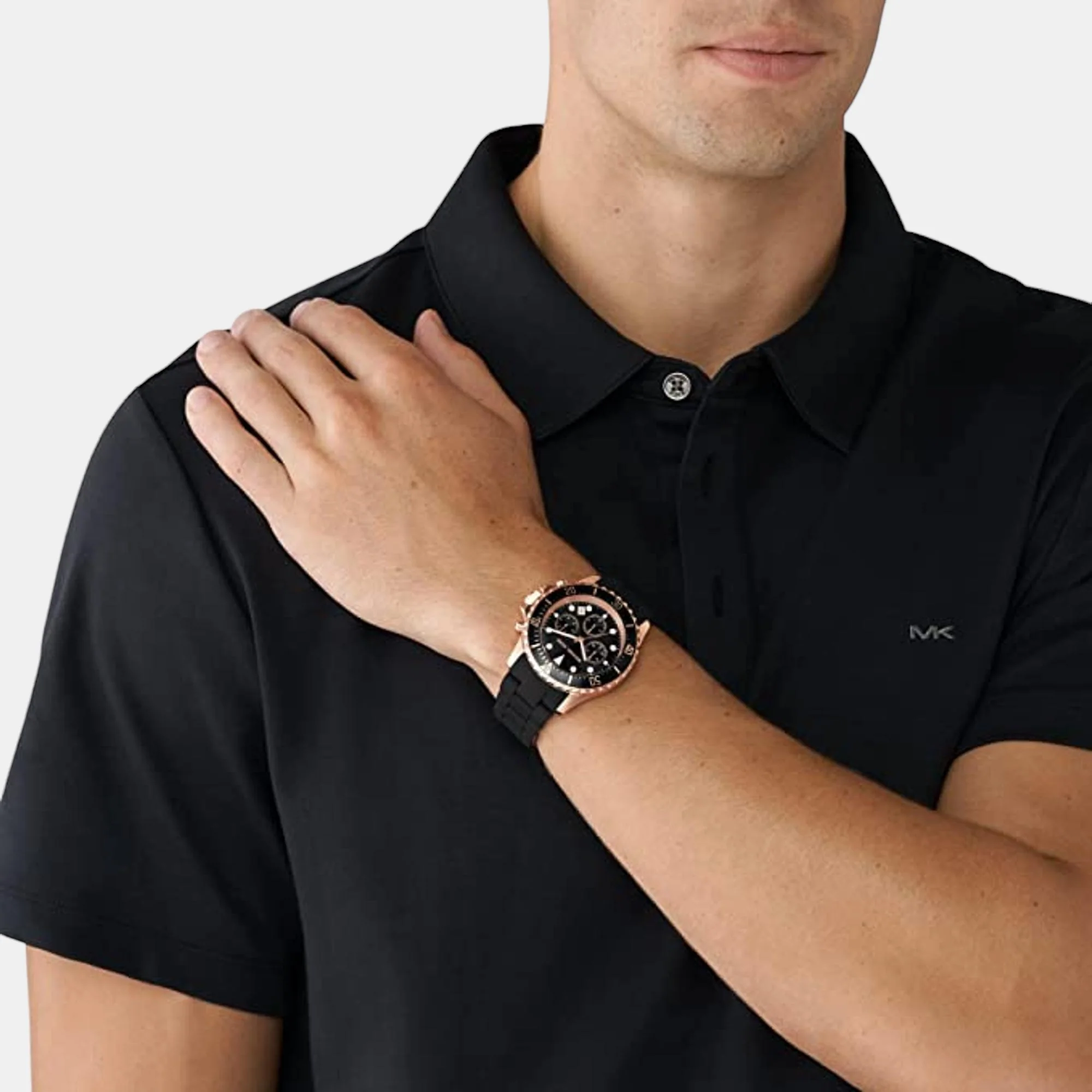 Everest Men Quartz Black Dial Chronograph Ceramic Watch MK9055 - Image 4