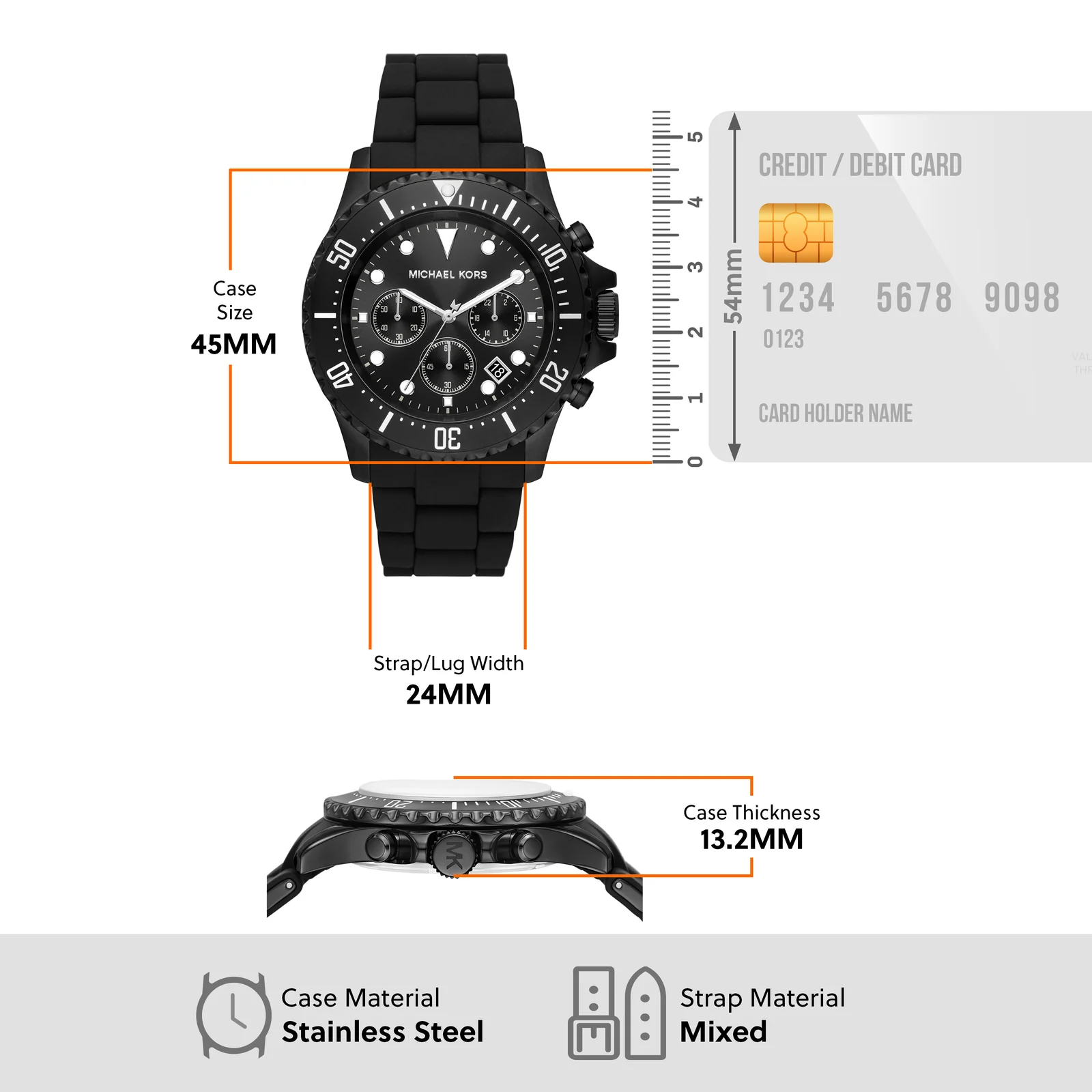 Everest Men Quartz Black Dial Chronograph Silicone Watch MK8980 - Image 5