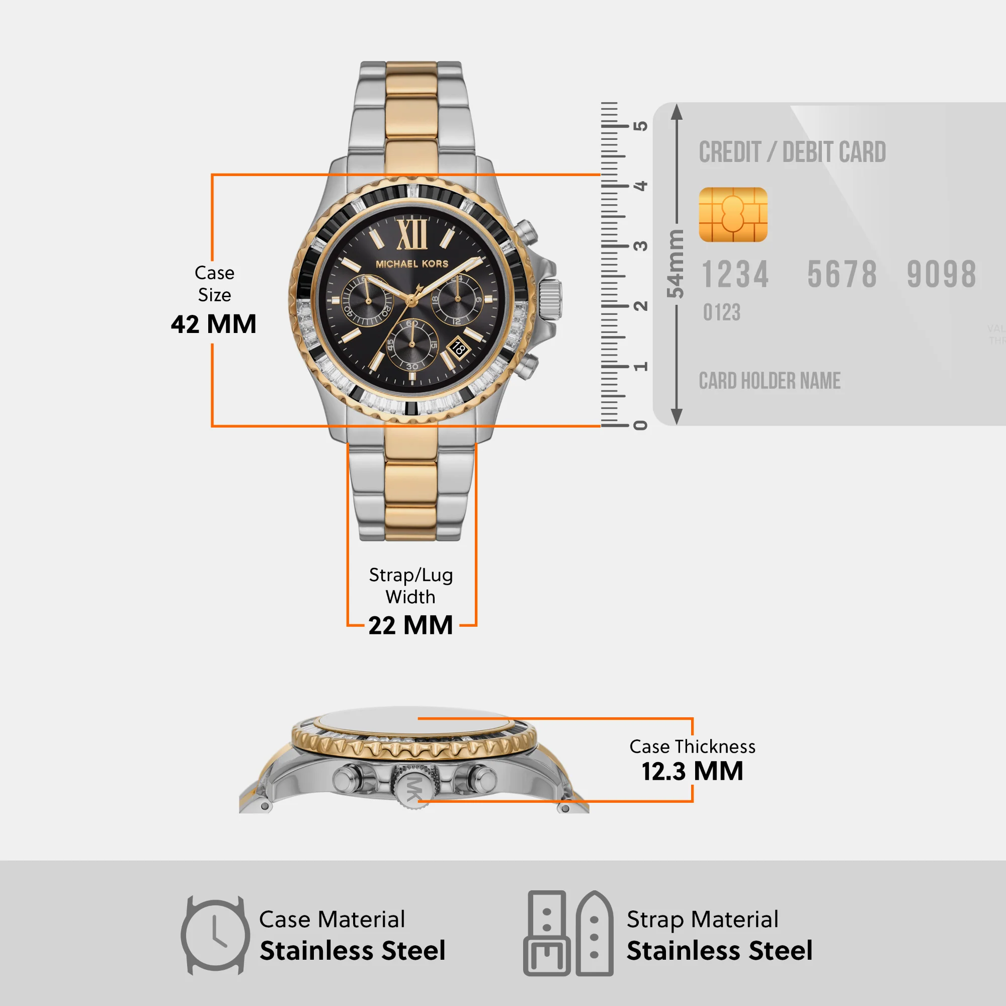 Everest Women Quartz Black Dial Chronograph Stainless Steel Watch MK7209 - Image 8