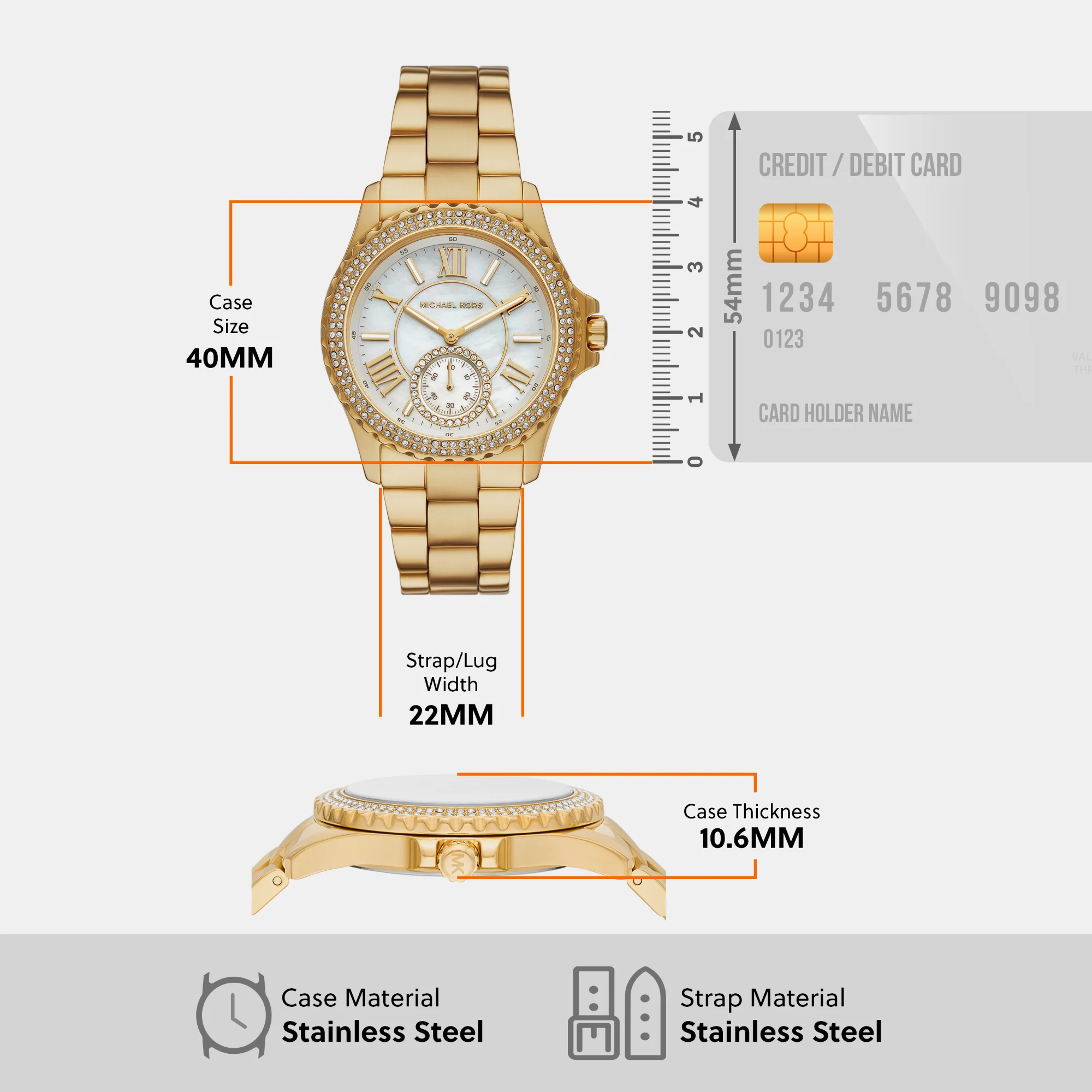 Everest Women Quartz Gold Dial Analog Stainless Steel Watch MK7401 - Image 7