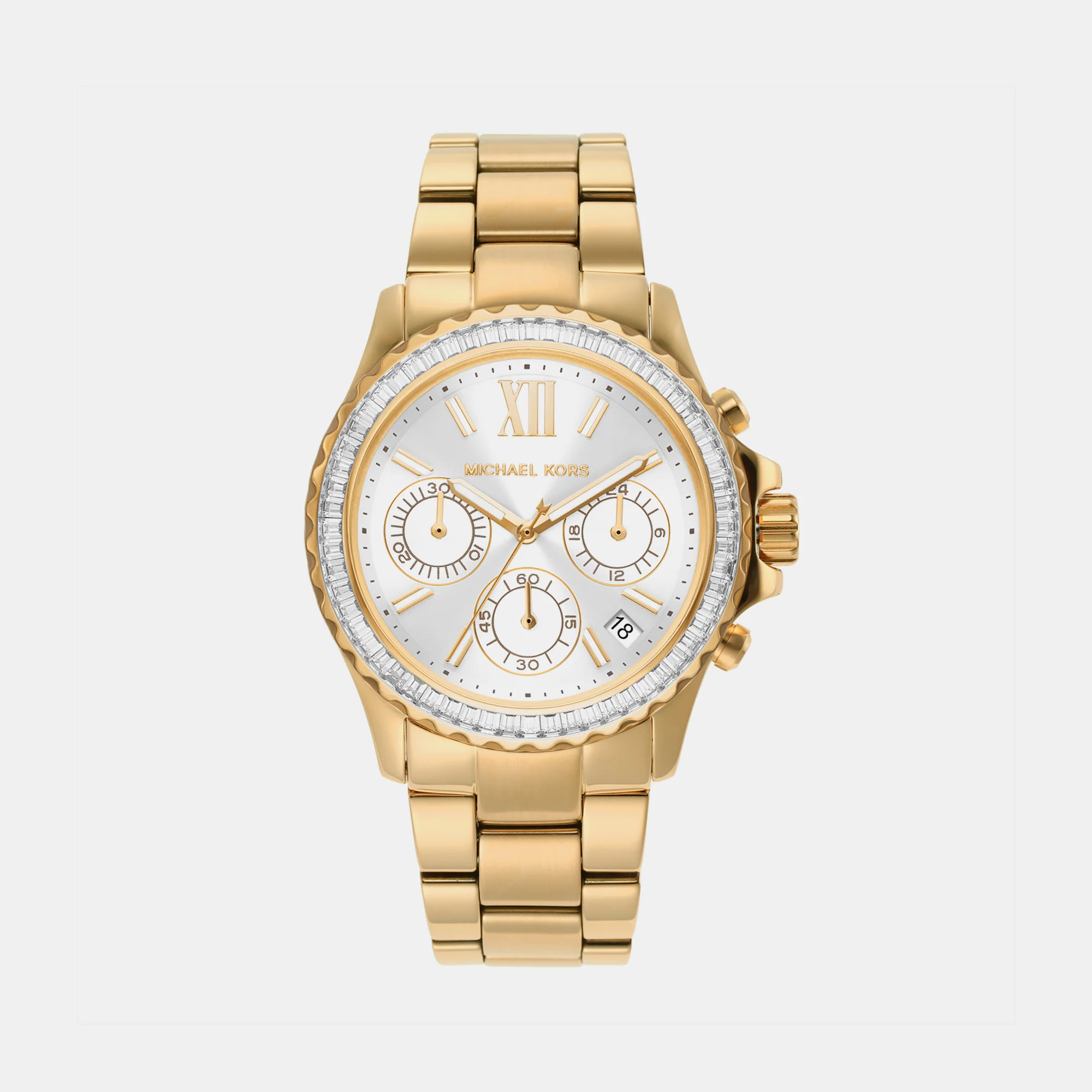Everest Women Quartz White Dial Chronograph Stainless Steel Watch MK7212