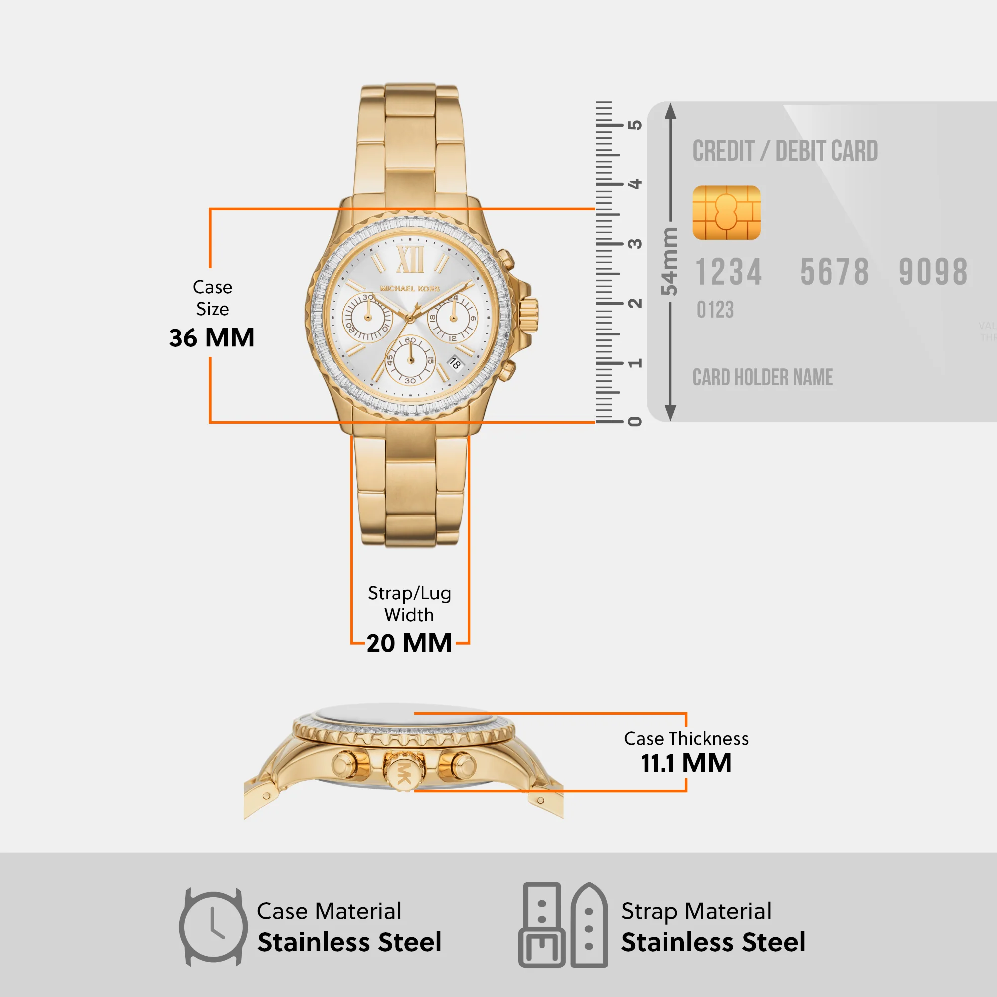 Everest Women Quartz White Dial Chronograph Stainless Steel Watch MK7212 - Image 8