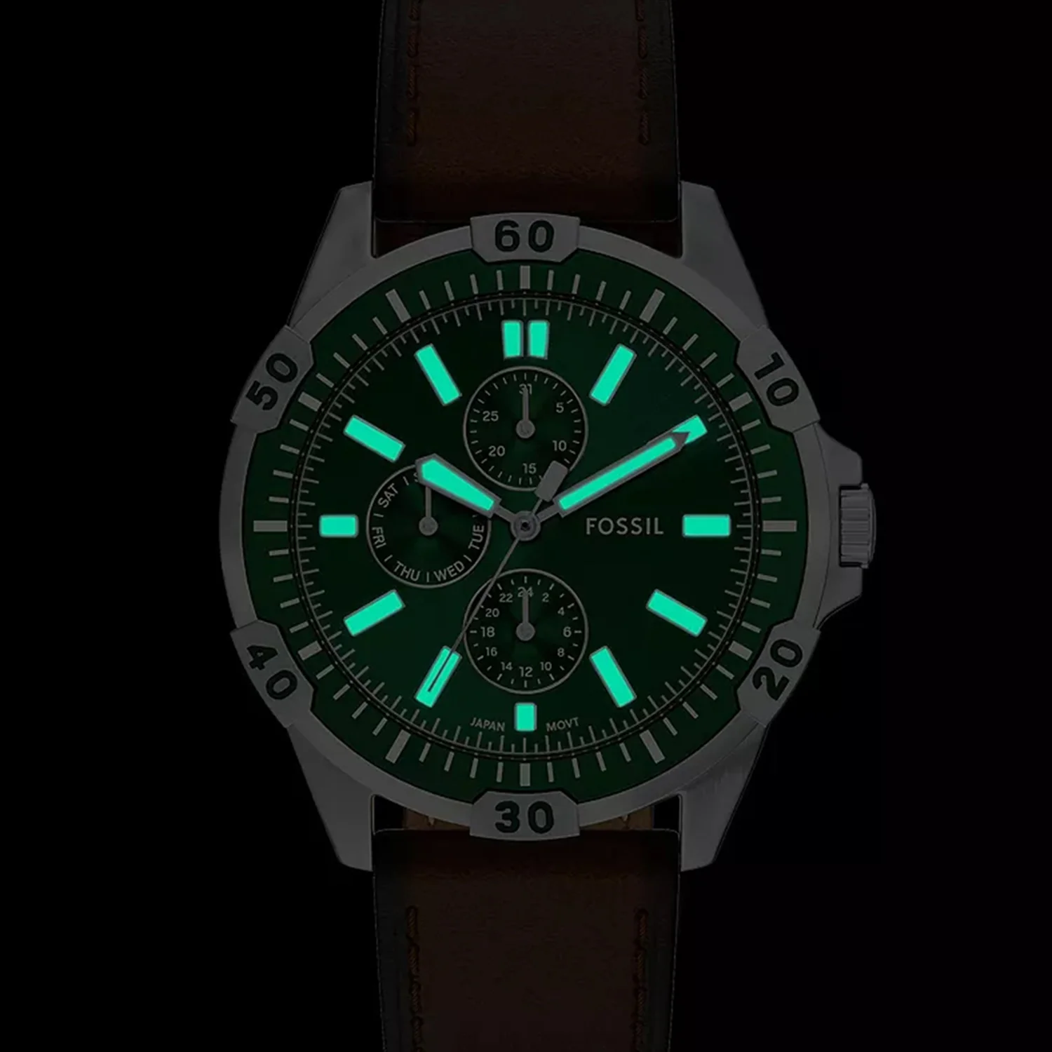 Garrett Men Quartz Green Dial Analog Leather Watch FS6147 - Image 6