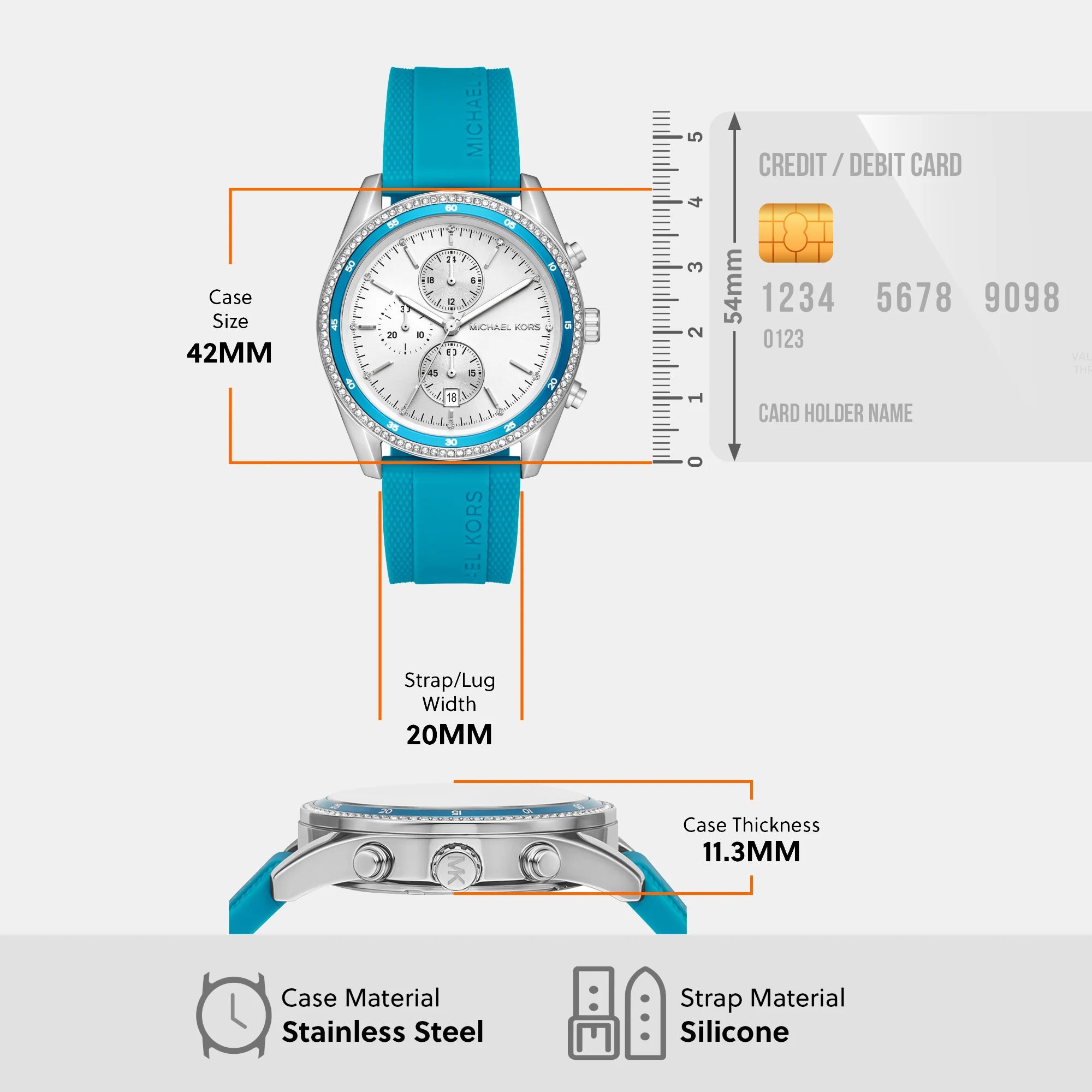 Hadyn Women Quartz White Dial Chronograph Silicone Watch MK7485 - Image 8