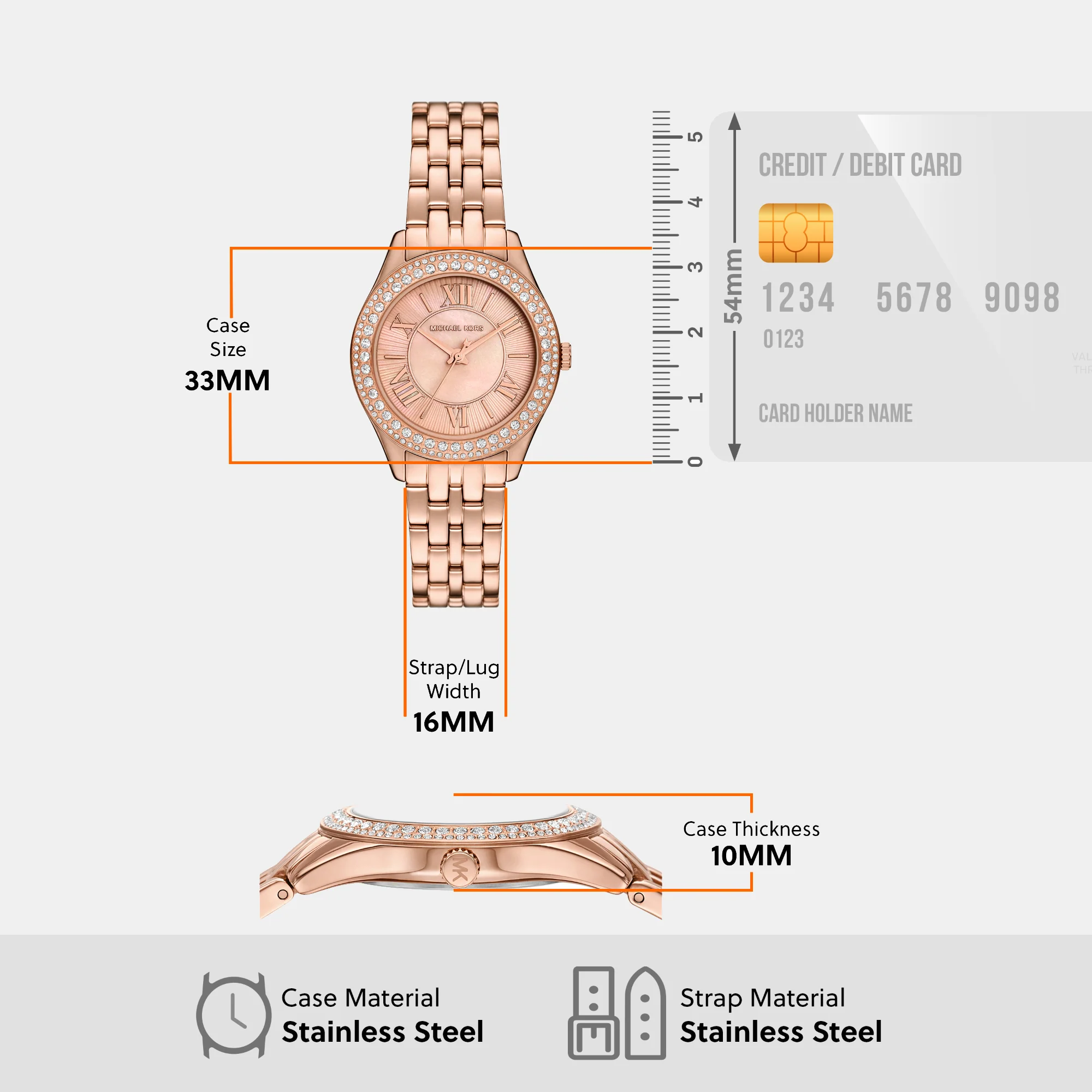 Harlowe Women Quartz Rose Gold Dial Analog Stainless Steel Watch MK4845 - Image 7