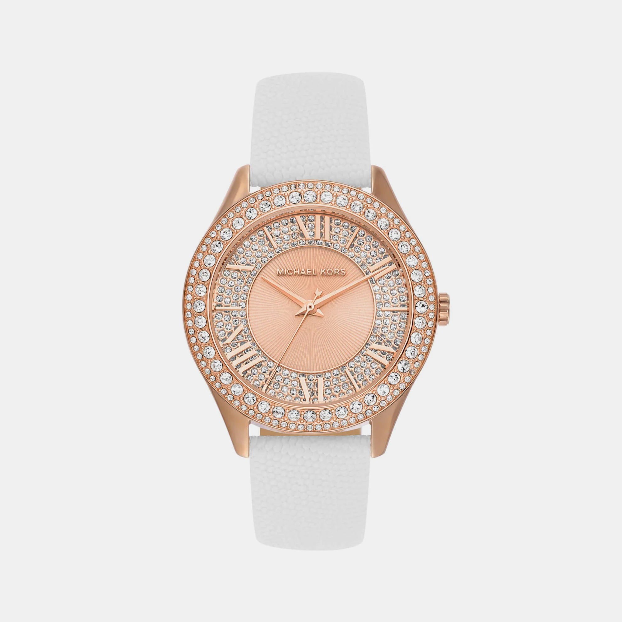 Harlowe Women Quartz Rose Gold Dial Analog Leather Watch MK2989