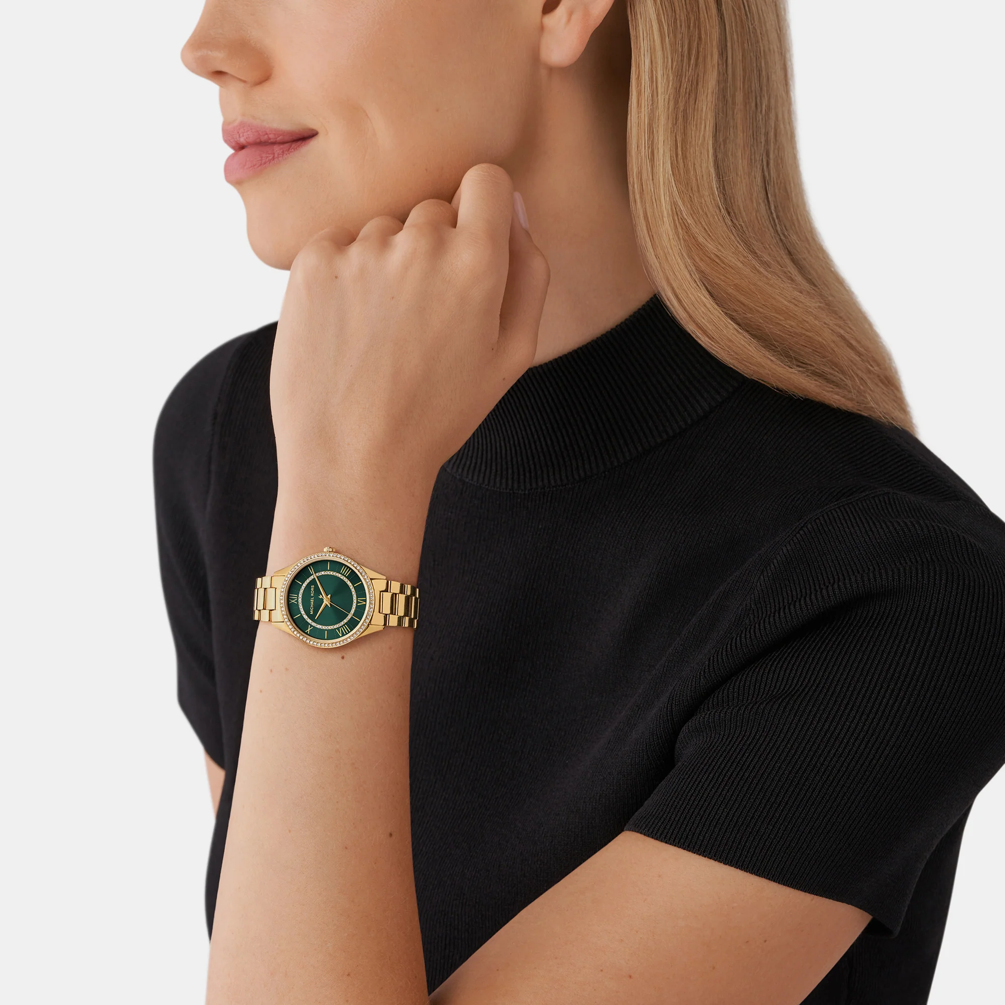 Lauryn Women Quartz Green Dial Analog Stainless Steel Watch MK4737 - Image 6
