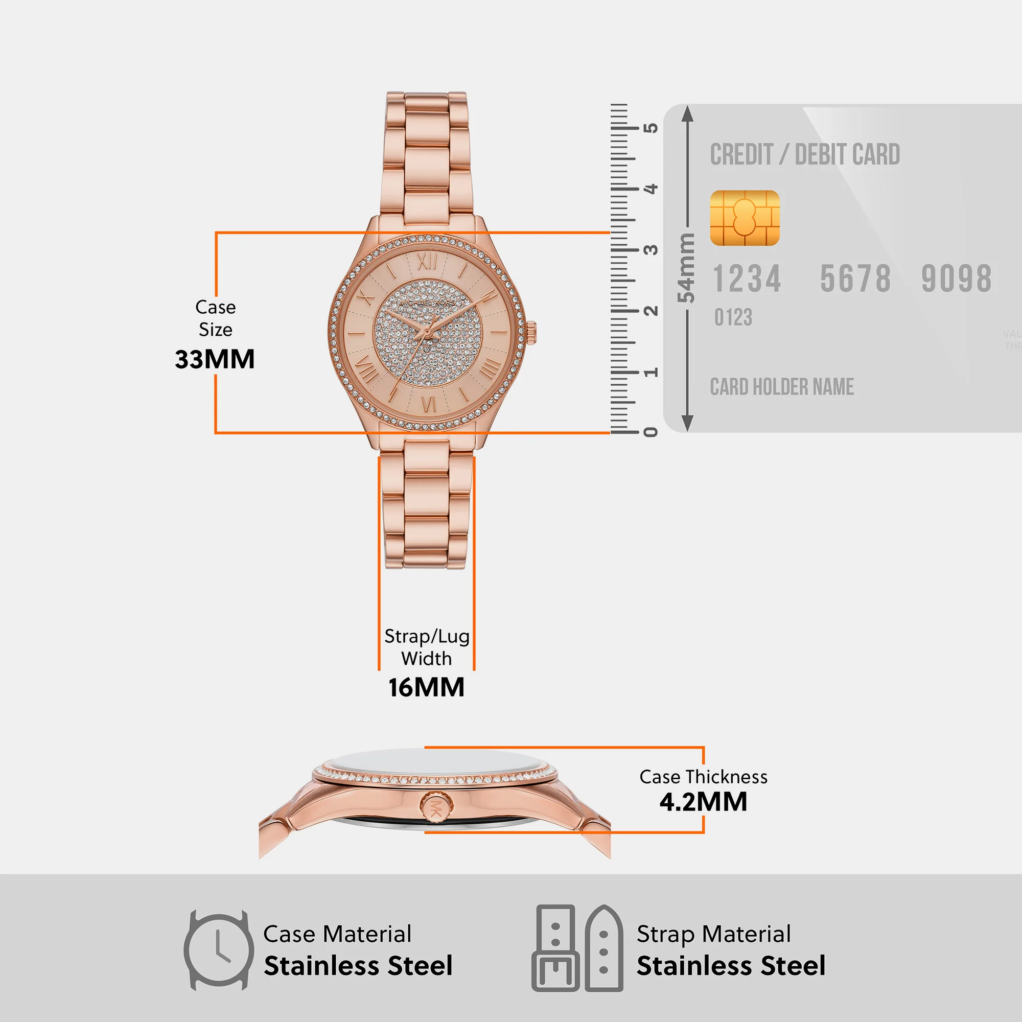 Lauryn Women Quartz Rose Gold Dial Analog Stainless Steel Watch MK4736 - Image 7