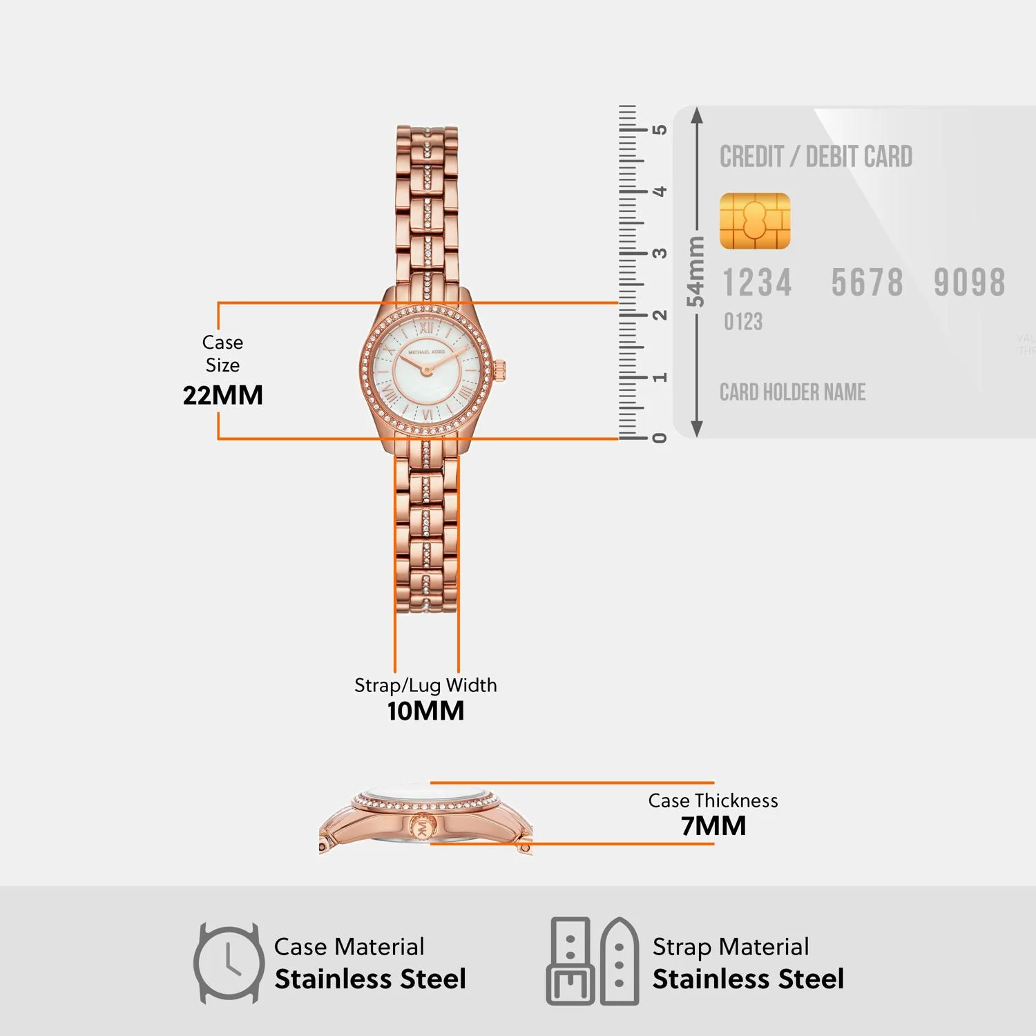 Lauryn Women Quartz White Mother Of Pearl Dial Analog Stainless Steel Watch MK4485 - Image 8