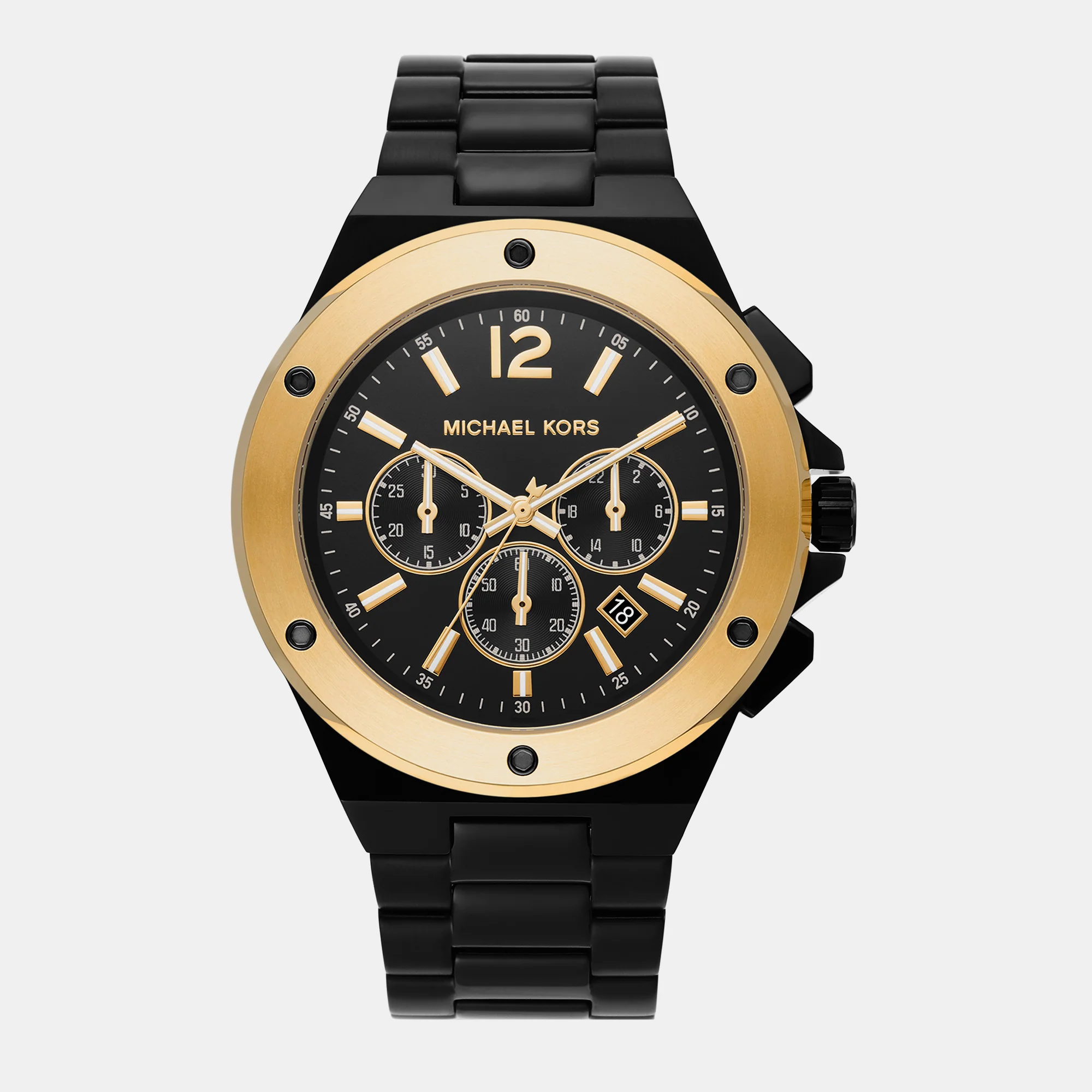 Lennox Men Quartz Black Dial Chronograph Stainless Steel Watch MK8941
