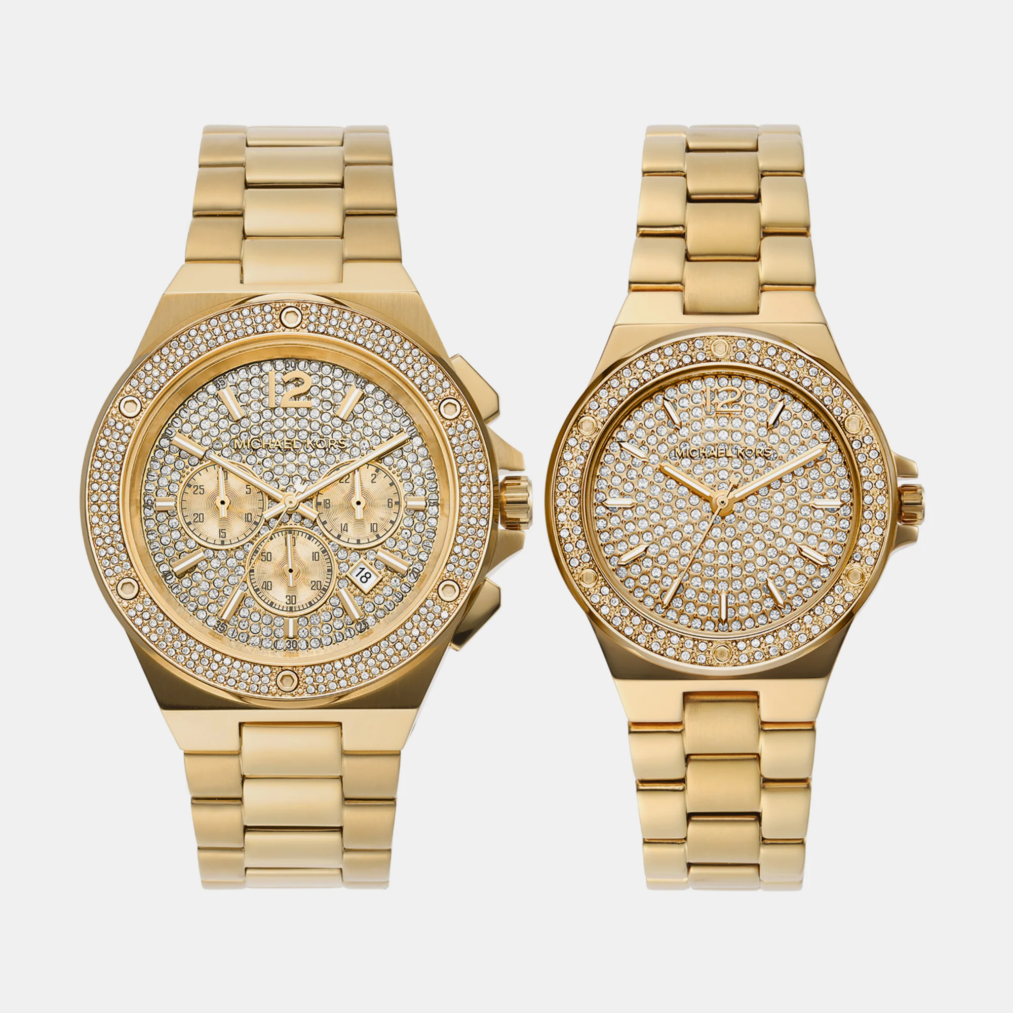Lennox Men Quartz Gold Dial Chronograph Stainless Steel Watch MK1061SET