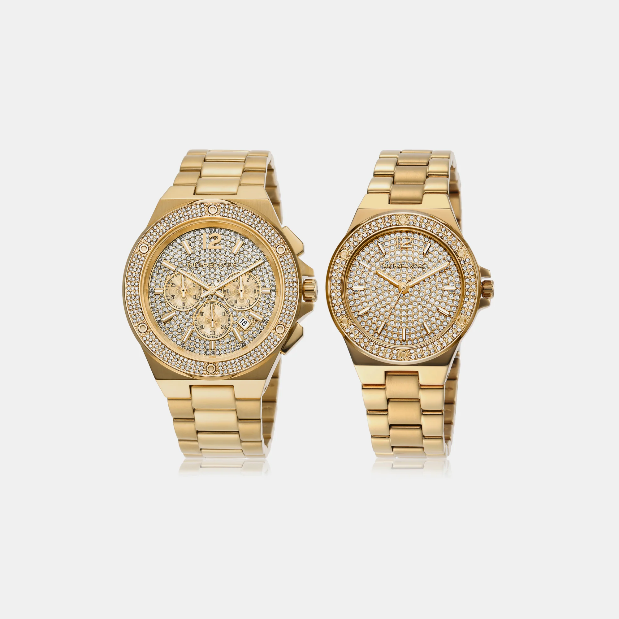 Lennox Men Quartz Gold Dial Chronograph Stainless Steel Watch MK1061SET - Image 2