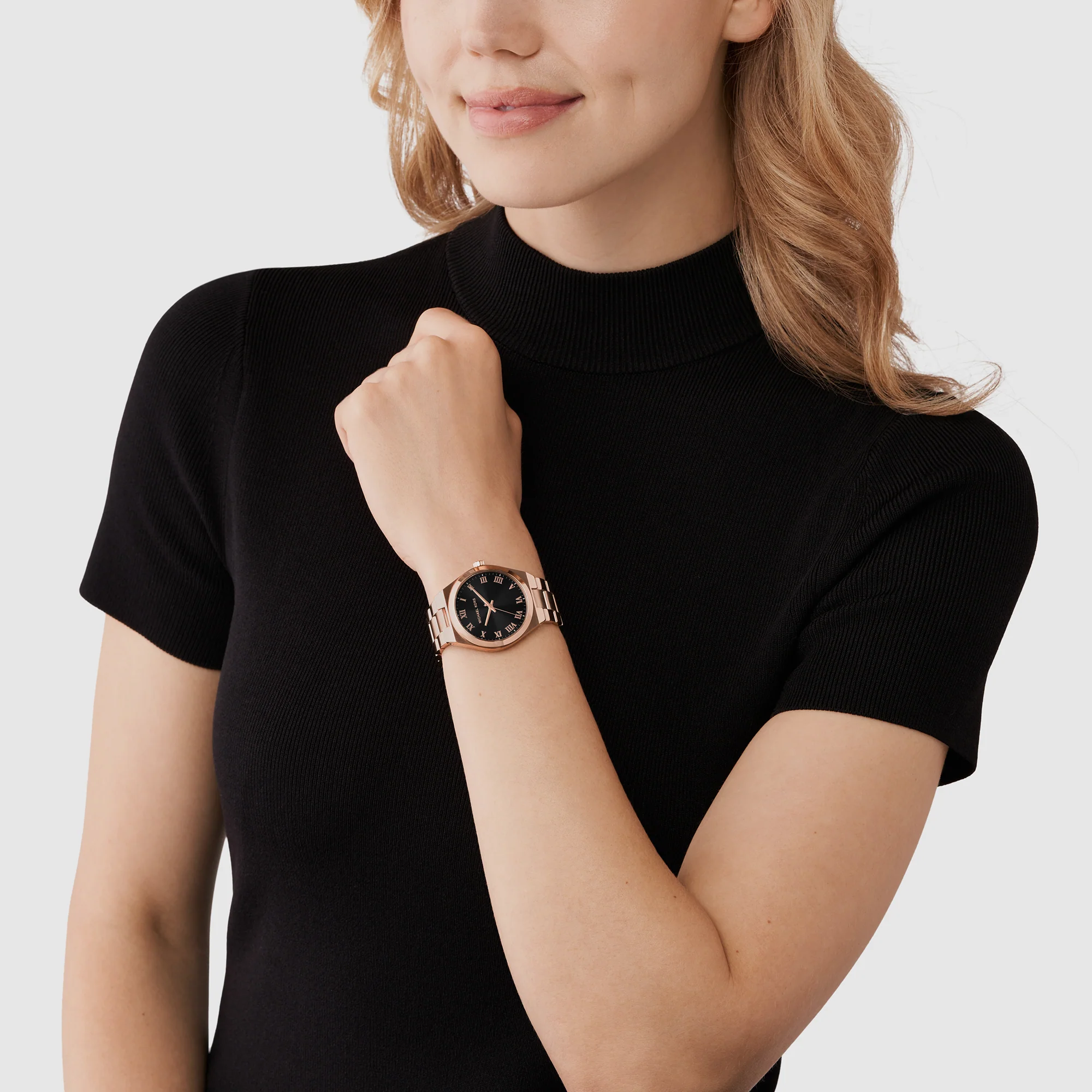Lennox Women Quartz Black Dial Analog Stainless Steel Watch MK7392 - Image 4
