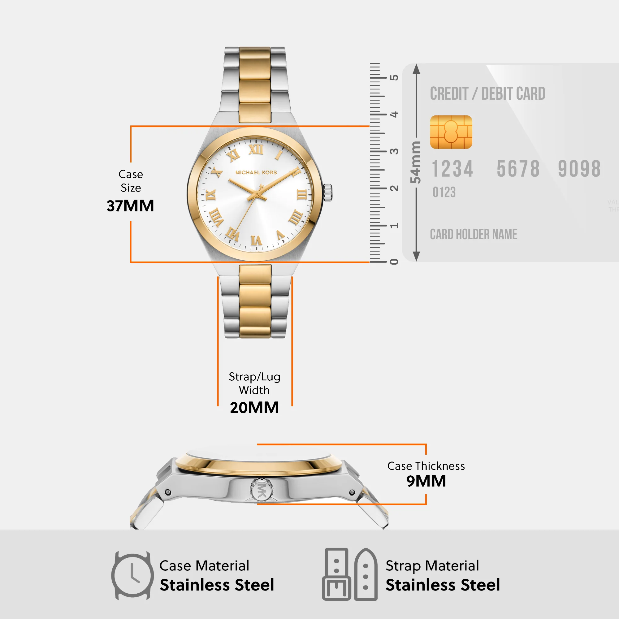Lennox Women Quartz White Dial Analog Stainless Steel Watch MK7464 - Image 8