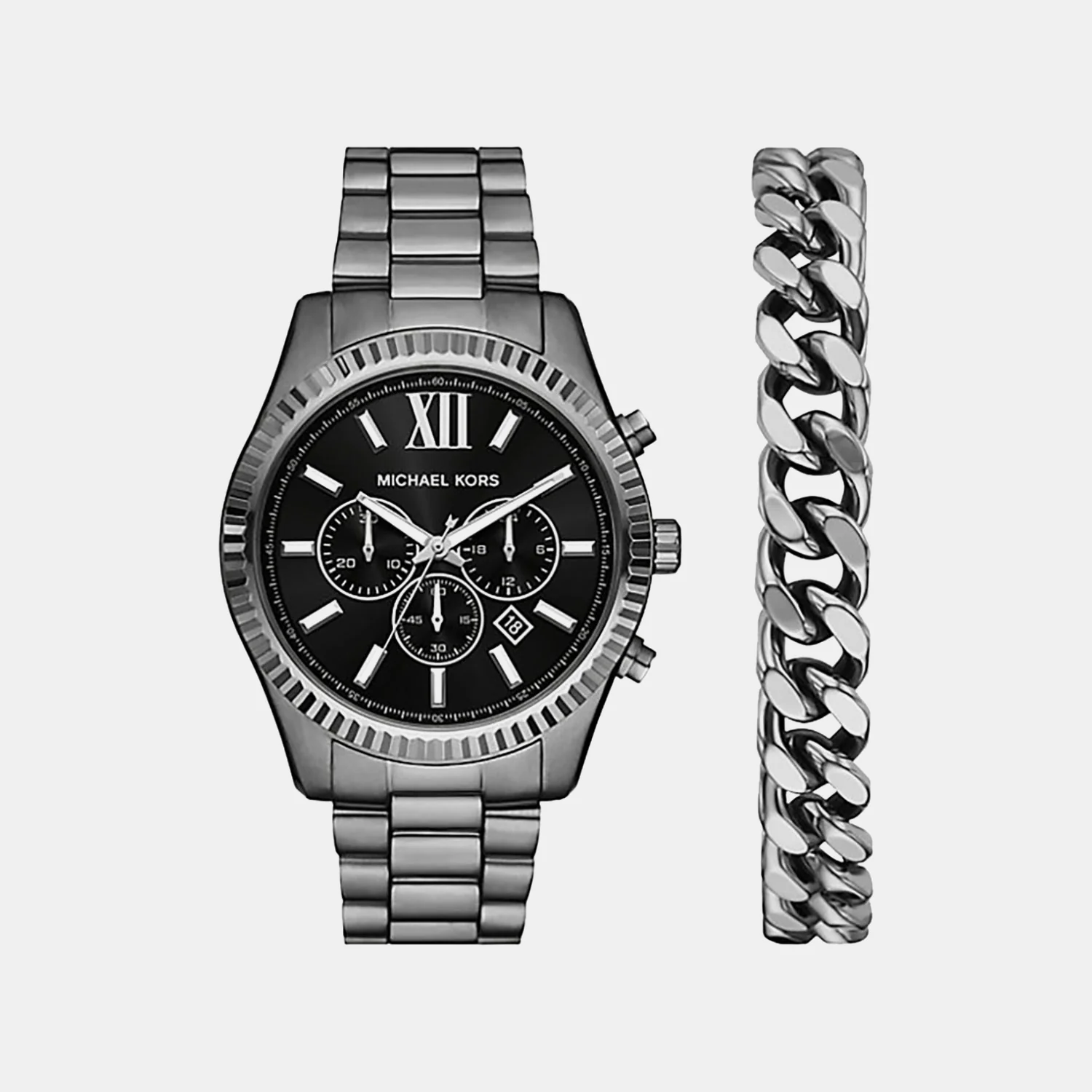 Lexington Men Quartz Black Dial Chronograph Stainless Steel Watch MK9217SET