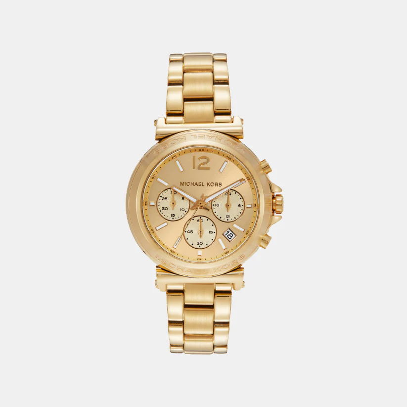 Maren Women Quartz Gold Dial Chronograph Stainless Steel Watch MK7493 - Image 2