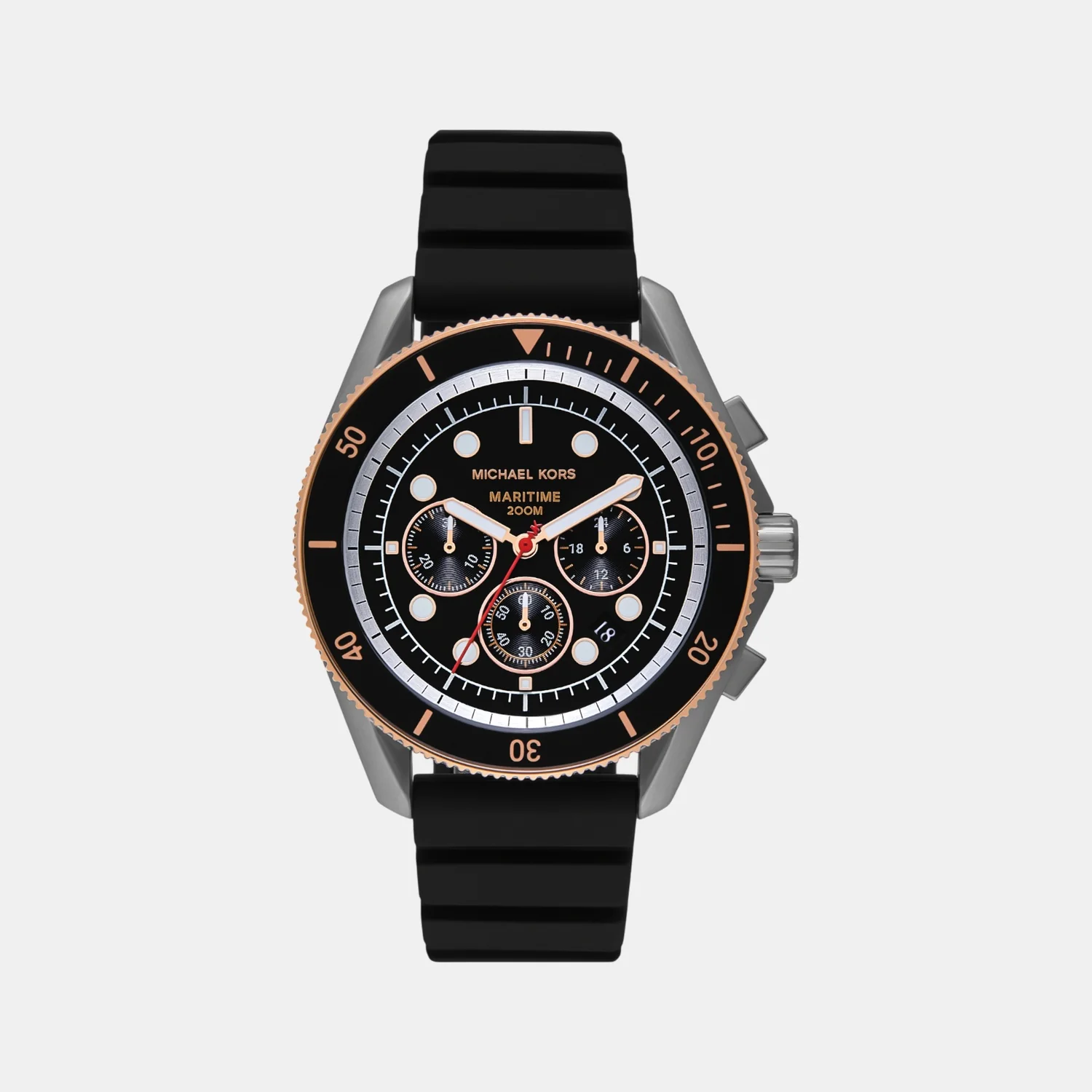 Maritime Men Quartz Black Dial Chronograph Silicone Watch MK9206 - Image 2