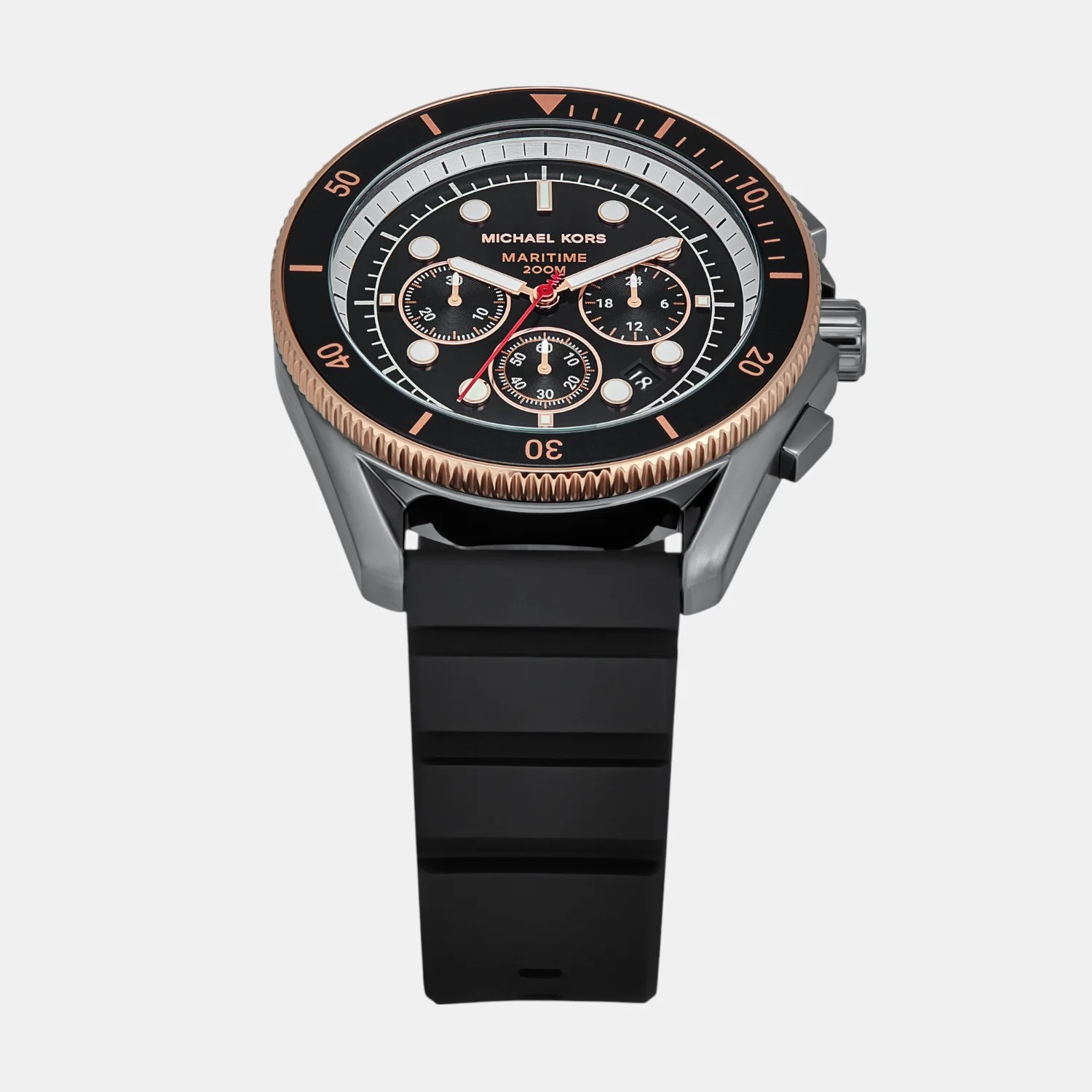Maritime Men Quartz Black Dial Chronograph Silicone Watch MK9206 - Image 3