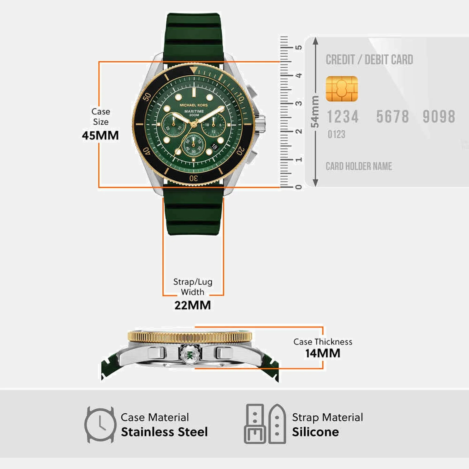 Maritime Men Quartz Black Dial Chronograph Silicone Watch MK9214 - Image 7