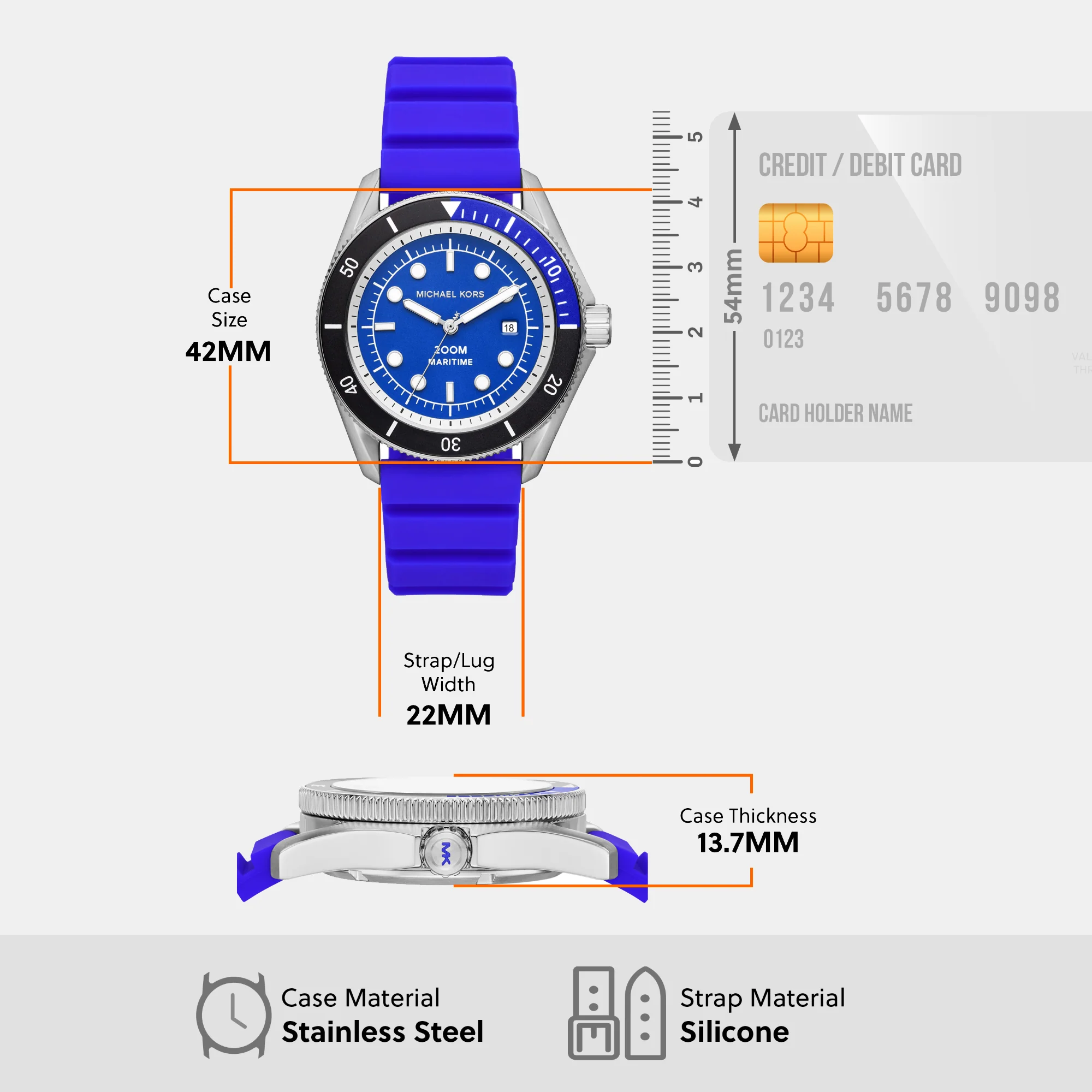 Maritime Men Quartz Blue Dial Analog Silicone Watch MK9156 - Image 9