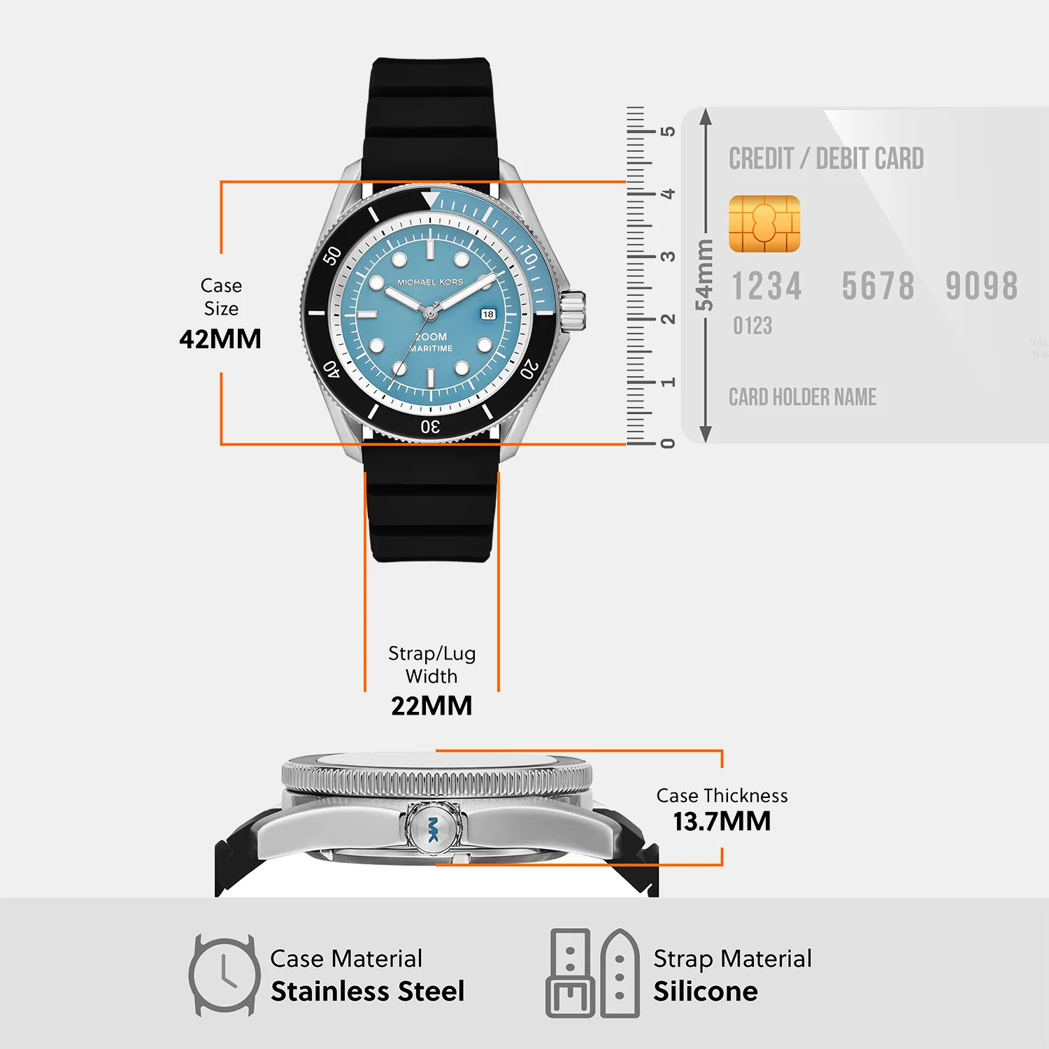 Maritime Men Quartz Blue Dial Analog Silicone Watch MK9167 - Image 5