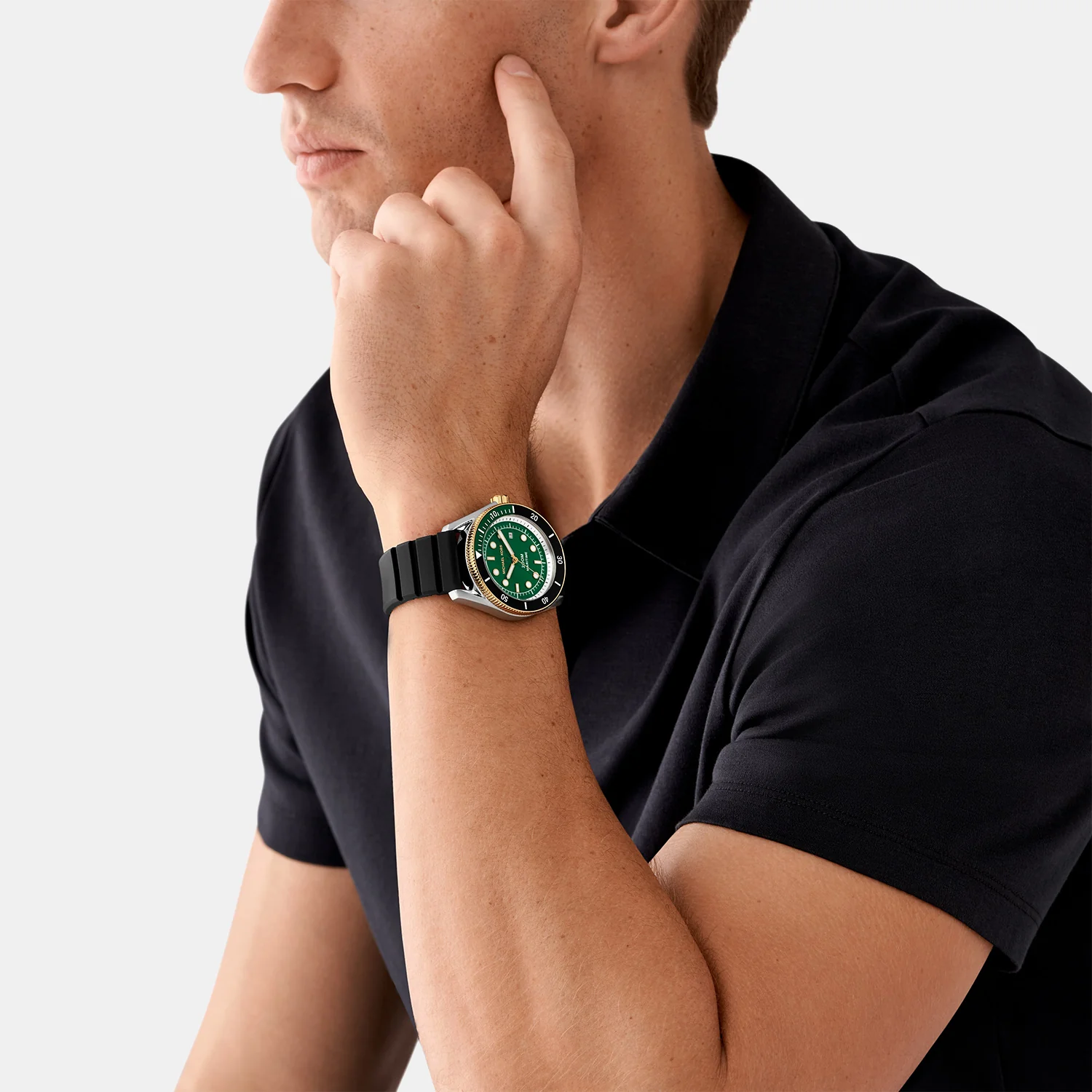 Maritime Men Quartz Green Dial Analog Silicone Watch MK9158 - Image 8