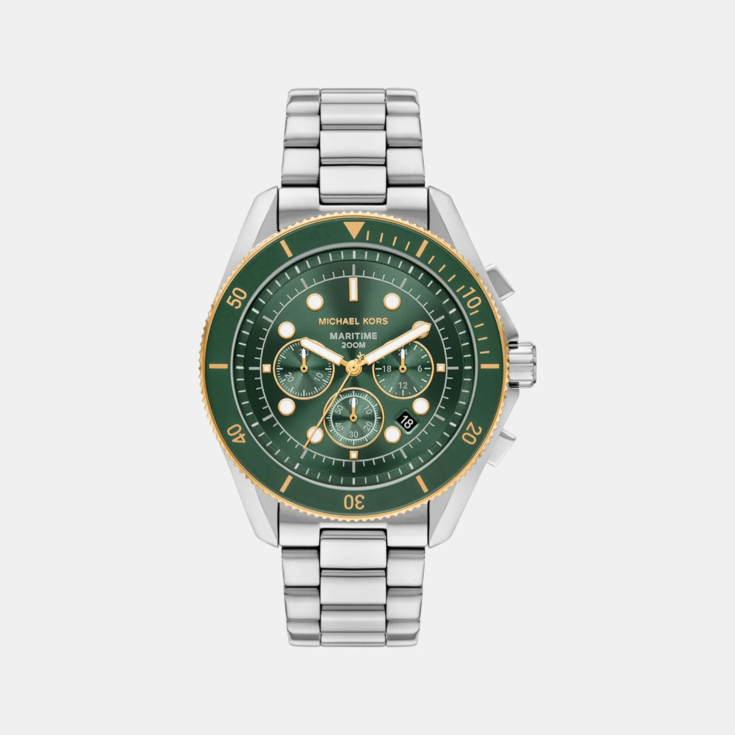 Maritime Men Quartz Green Dial Chronograph Stainless Steel Watch MK9215 - Image 2
