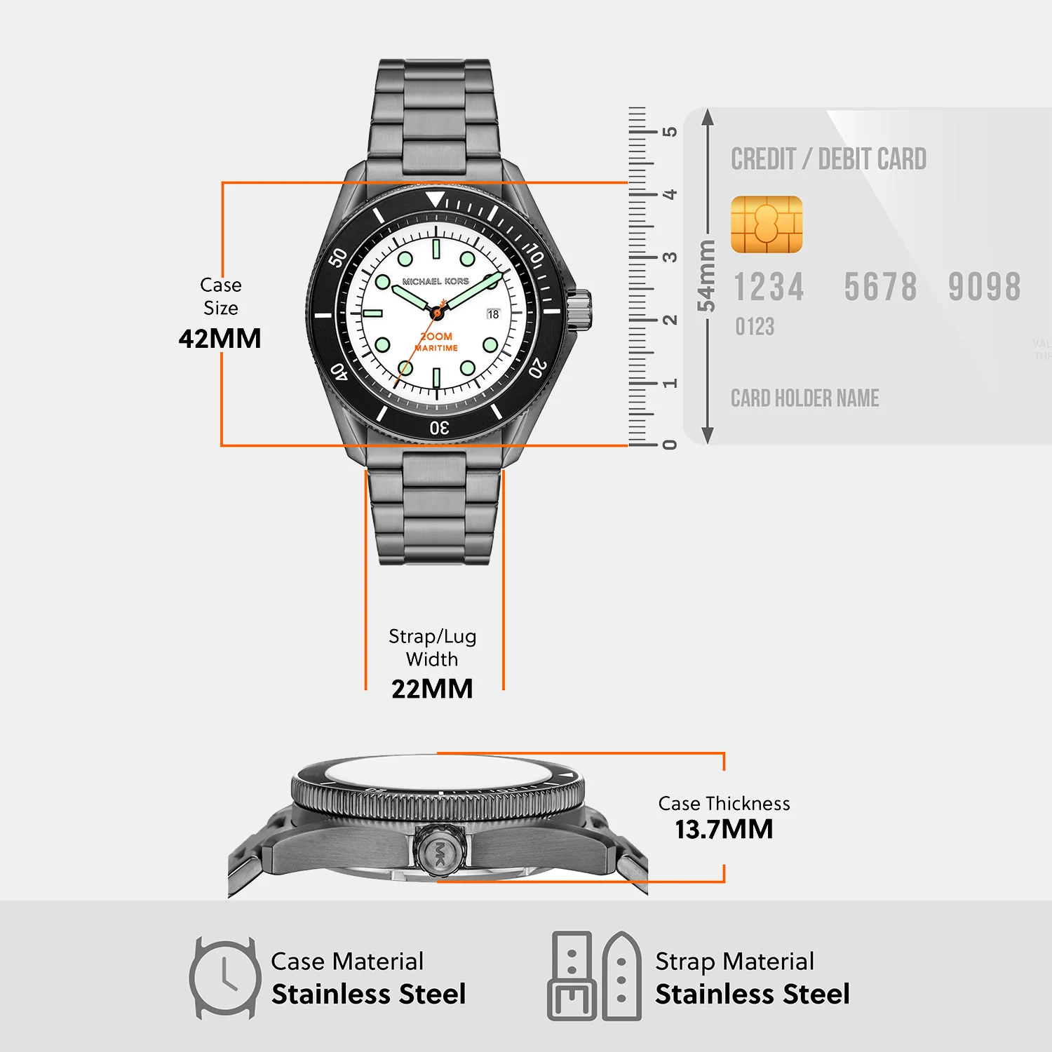 Maritime Men Quartz White Dial Analog Stainless Steel Watch MK9163 - Image 7