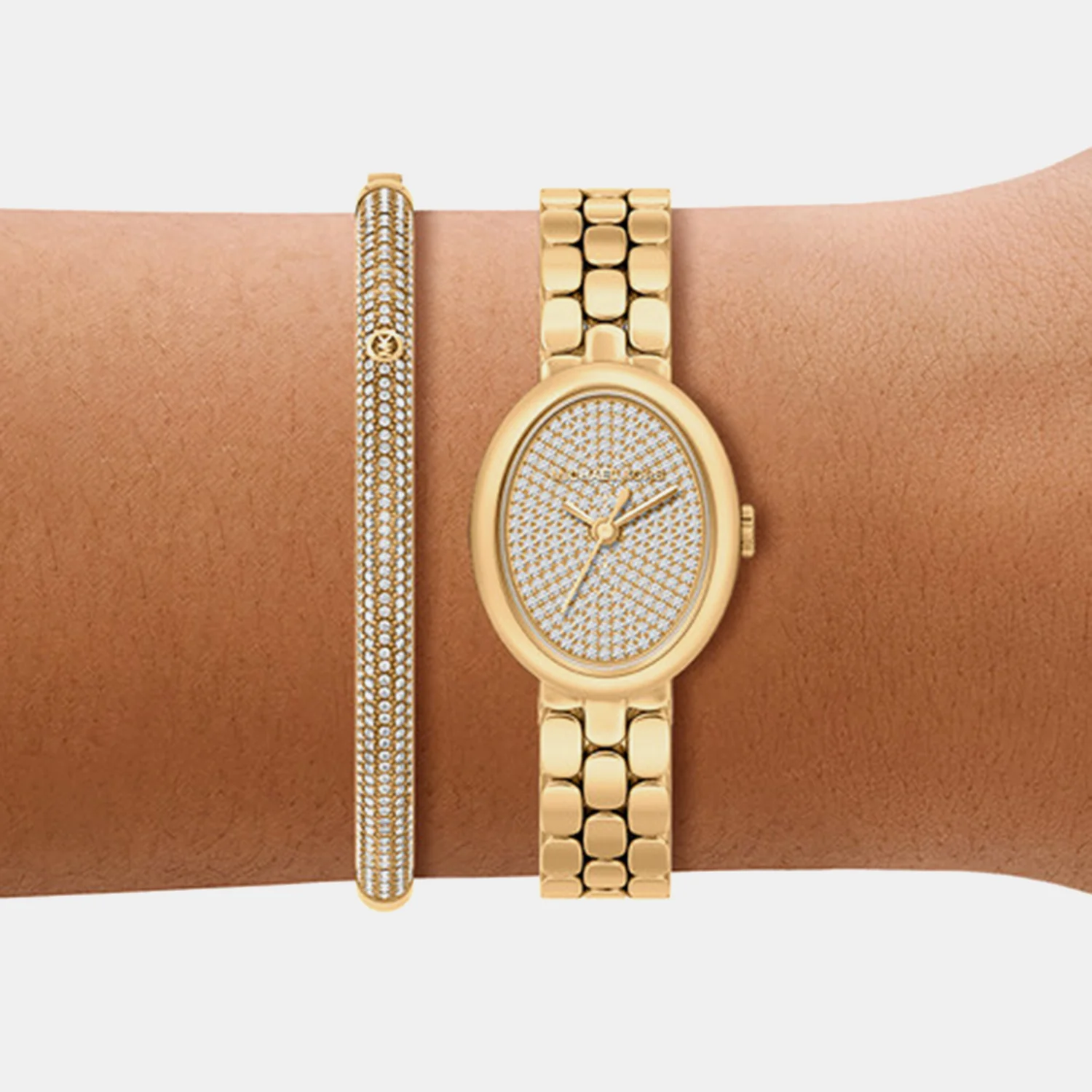 Maude Women Quartz Gold Dial Analog Stainless Steel Watch MK7596SET - Image 2