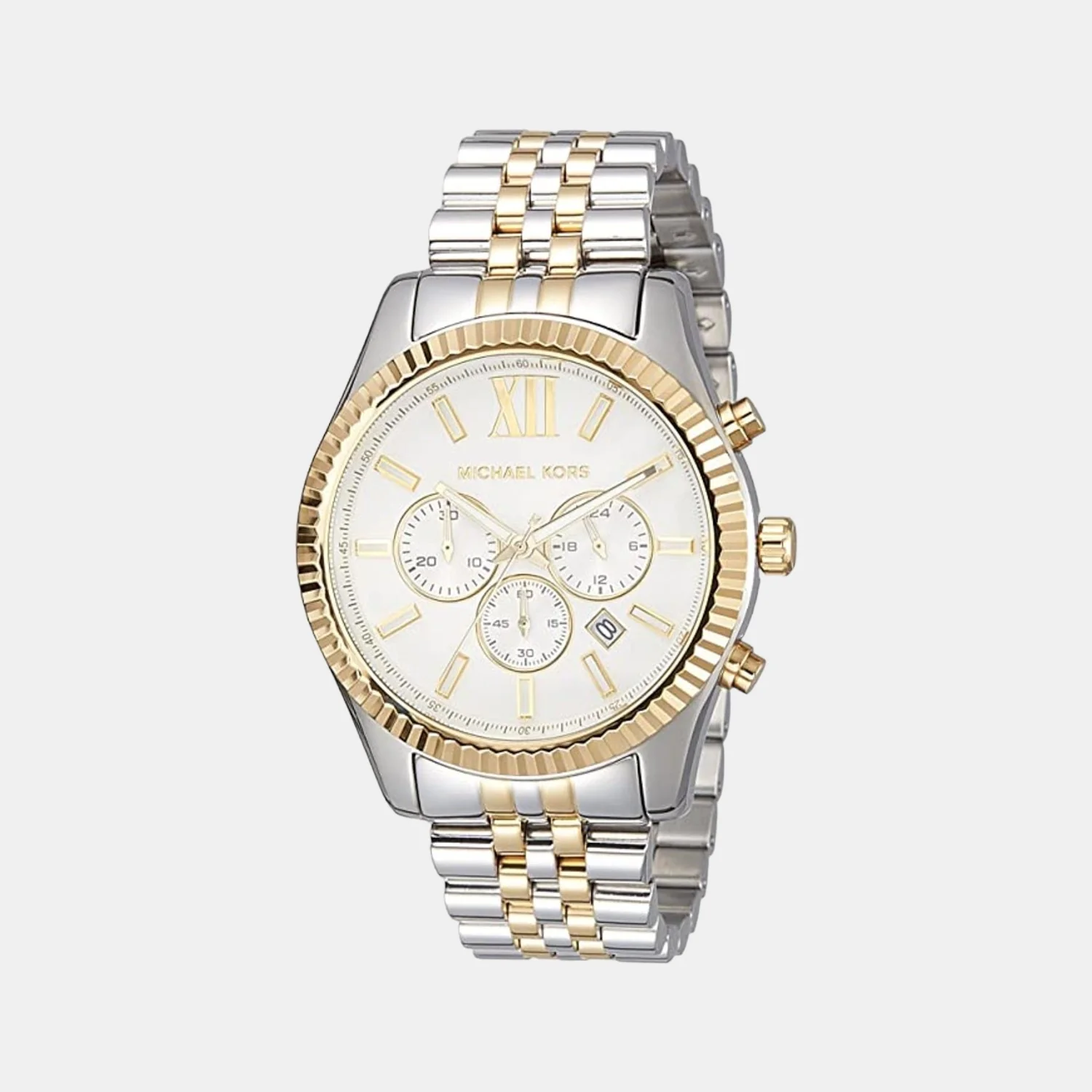 Men Quartz Silver Dial Chronograph Stainless Steel Watch MK8344I
