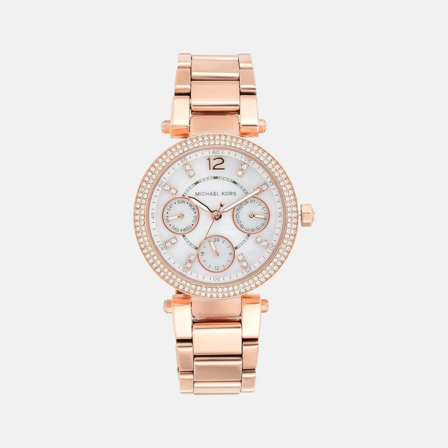 Mini Parker Women Quartz White Dial Chronograph Stainless Steel Watch MK5616