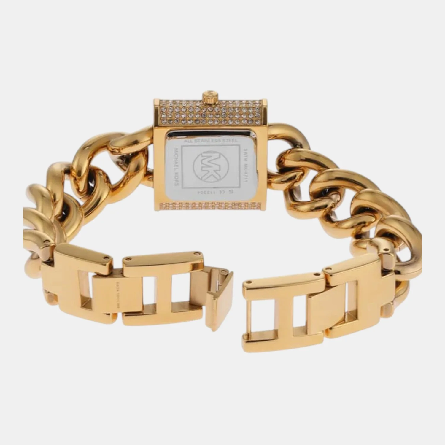 Mk Chain Lock Women Quartz Gold Dial Analog Stainless Steel Watch MK4711 - Image 3