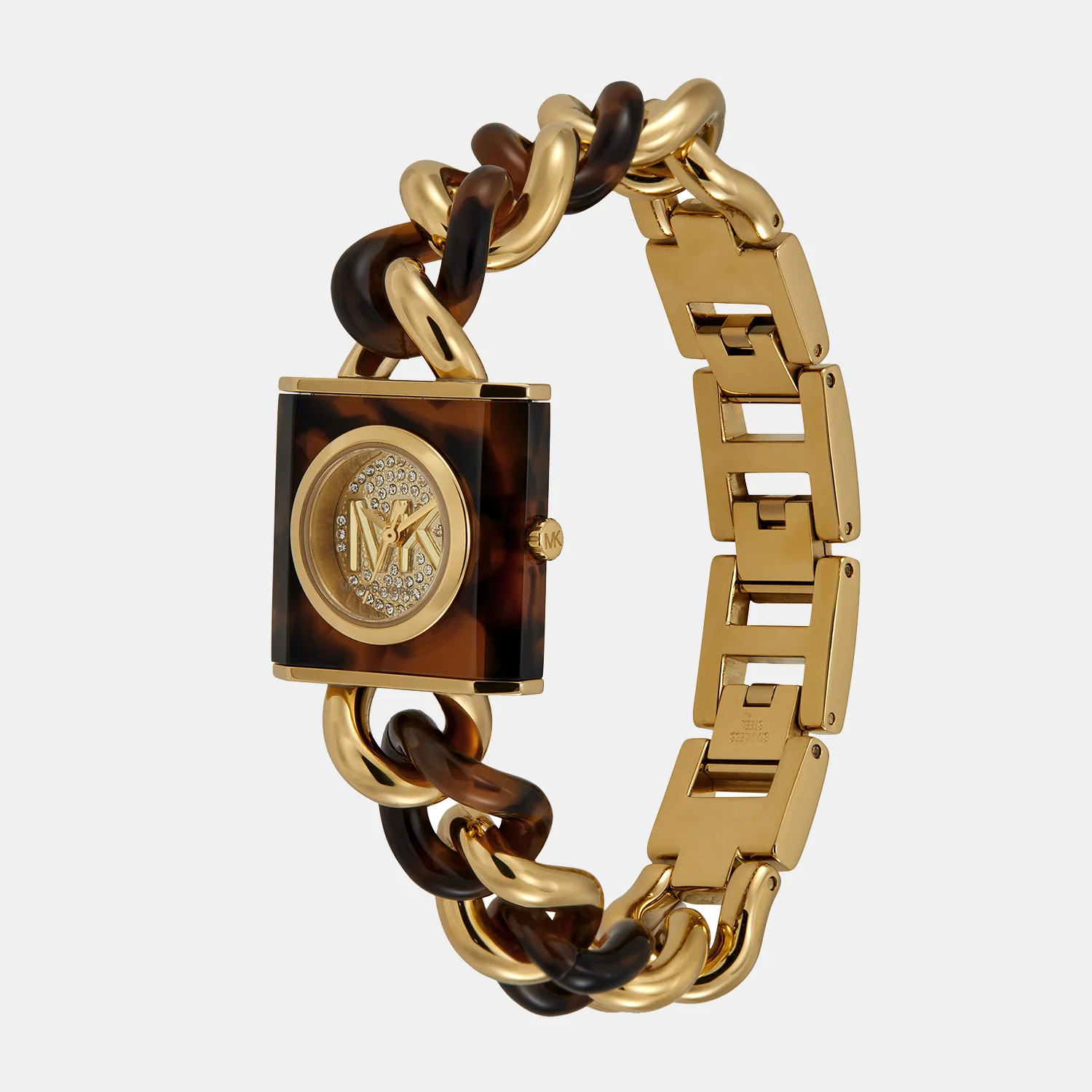 Mk Chain Lock Women Quartz Gold Dial Analog Stainless Steel Watch MK4808 - Image 2