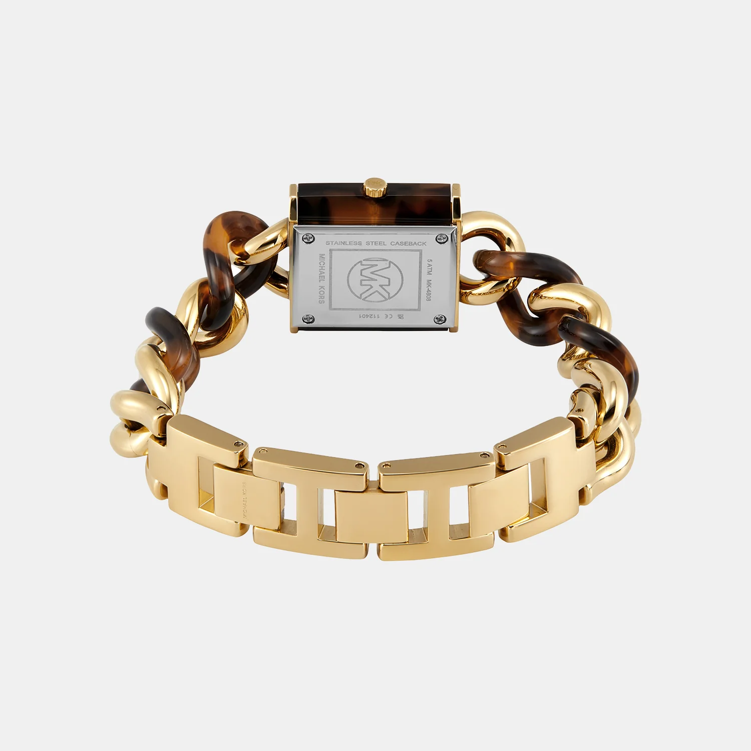 Mk Chain Lock Women Quartz Gold Dial Analog Stainless Steel Watch MK4808 - Image 6