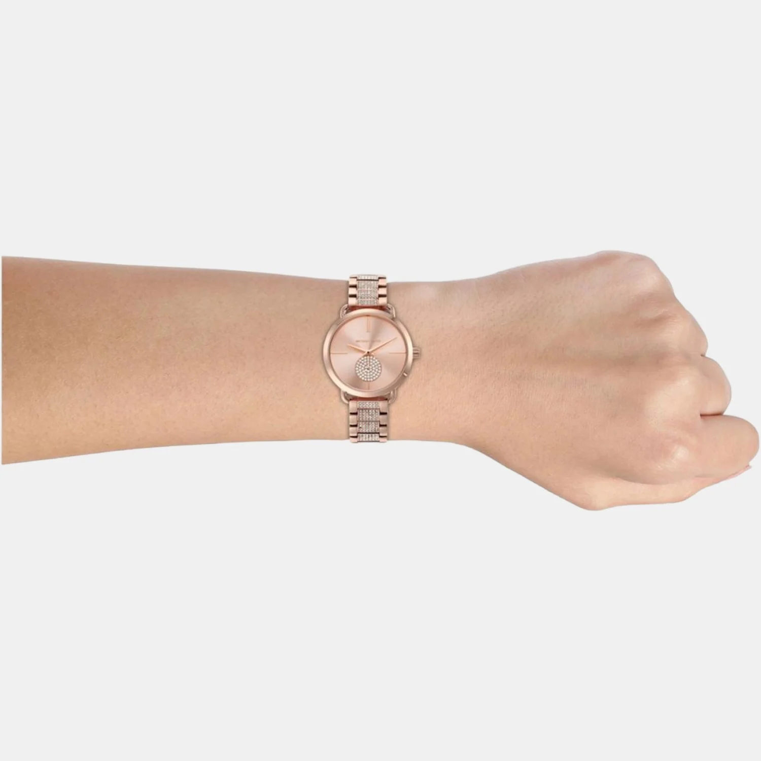 Portia Women Quartz Rose Gold Dial Analog Stainless Steel Watch MK4598 - Image 4