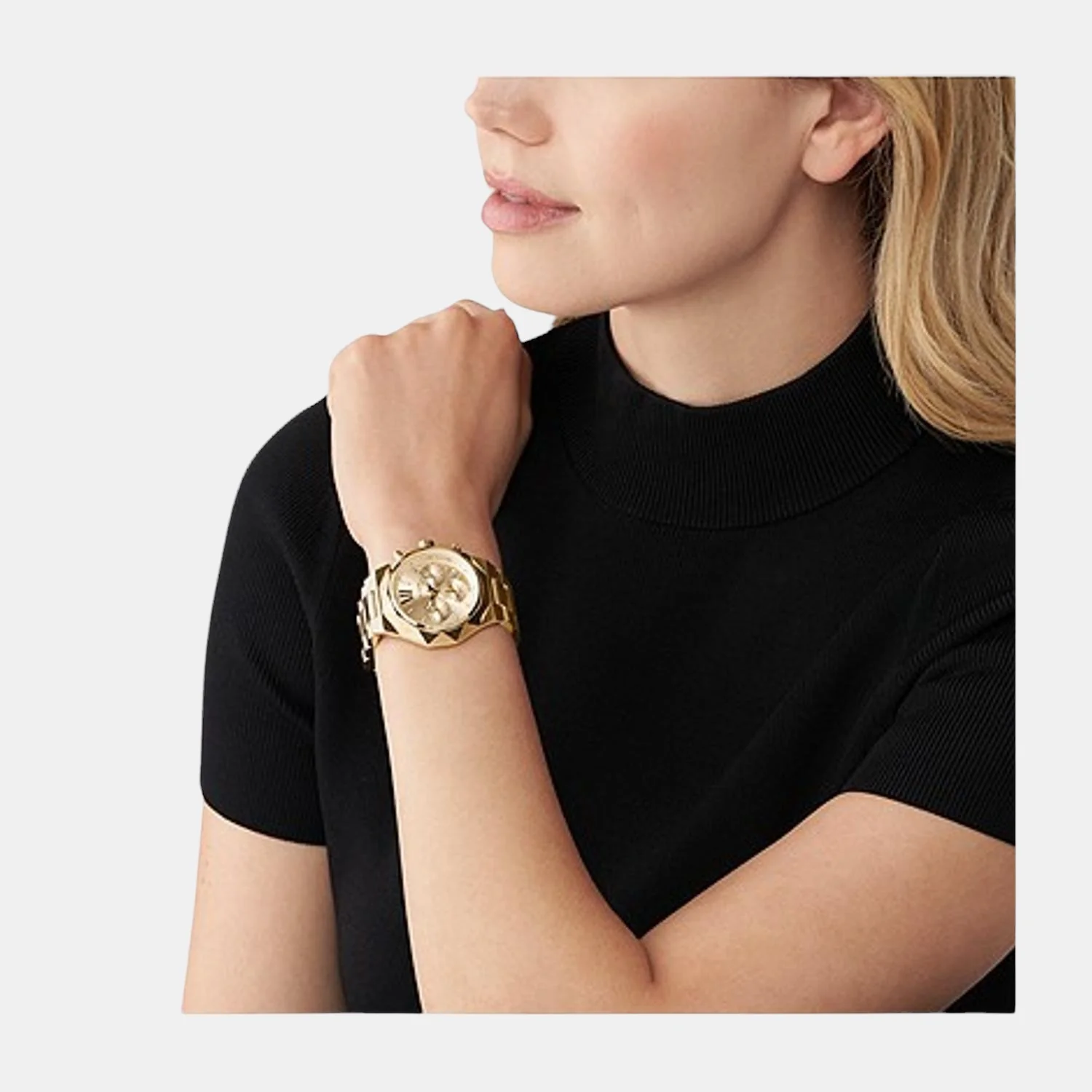 Raquel Women Quartz Gold Dial Chronograph Stainless Steel Watch MK4690 - Image 2