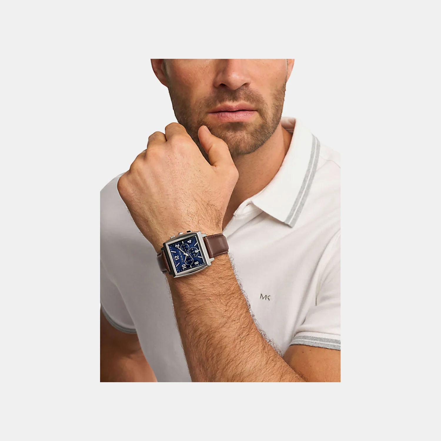Rhys Men Quartz Blue Dial Chronograph Leather Watch MK9231 - Image 4