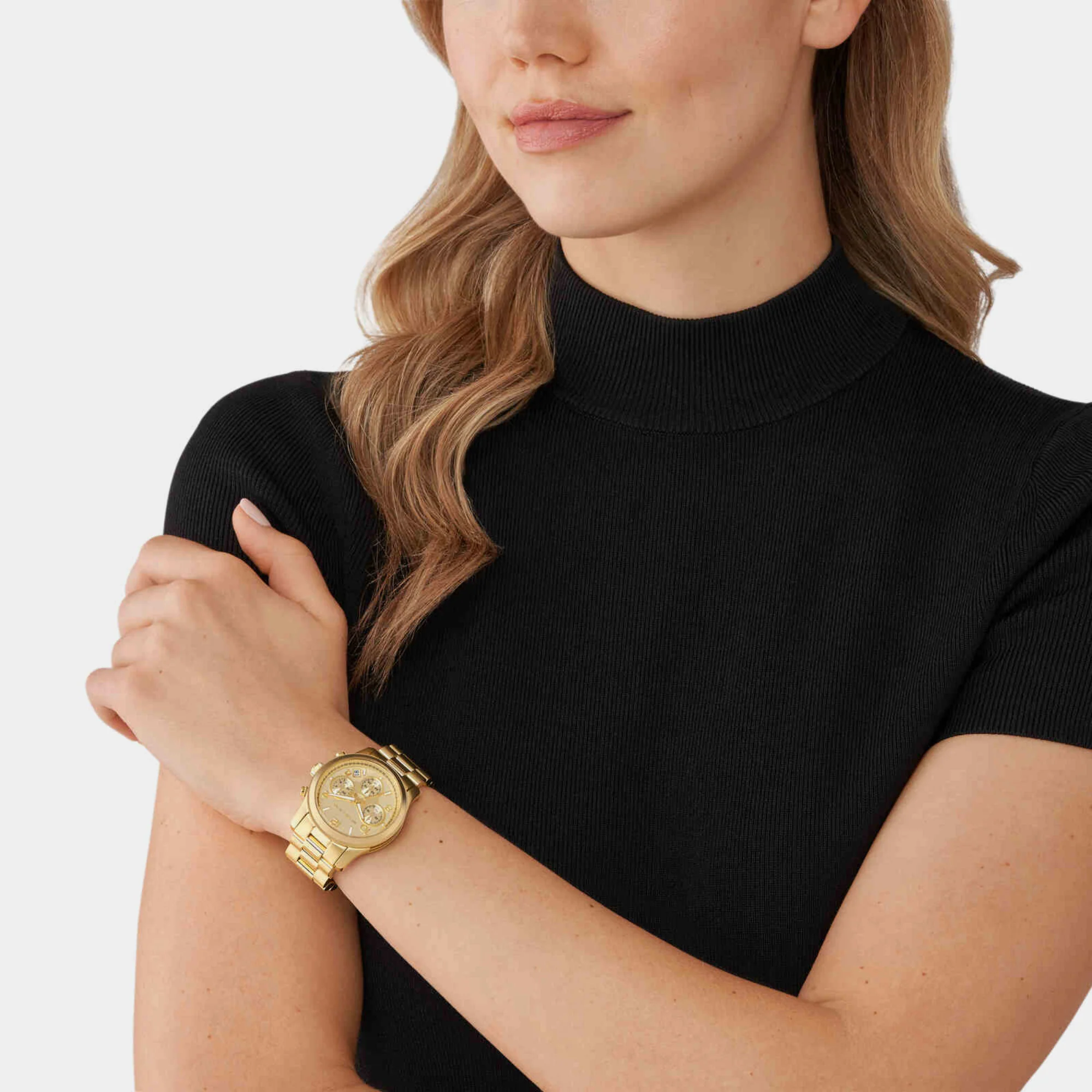 Runway Women Quartz Gold Dial Chronograph Stainless Steel Watch MK7323 - Image 4