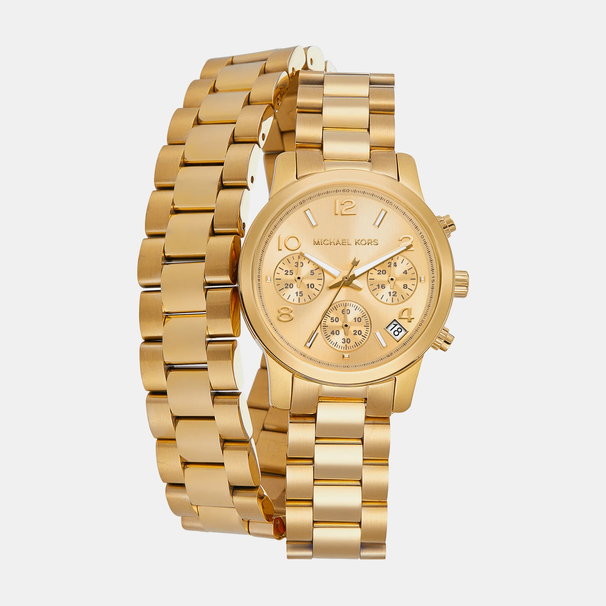 Runway Women Quartz Gold Dial Chronograph Stainless Steel Watch MK7452