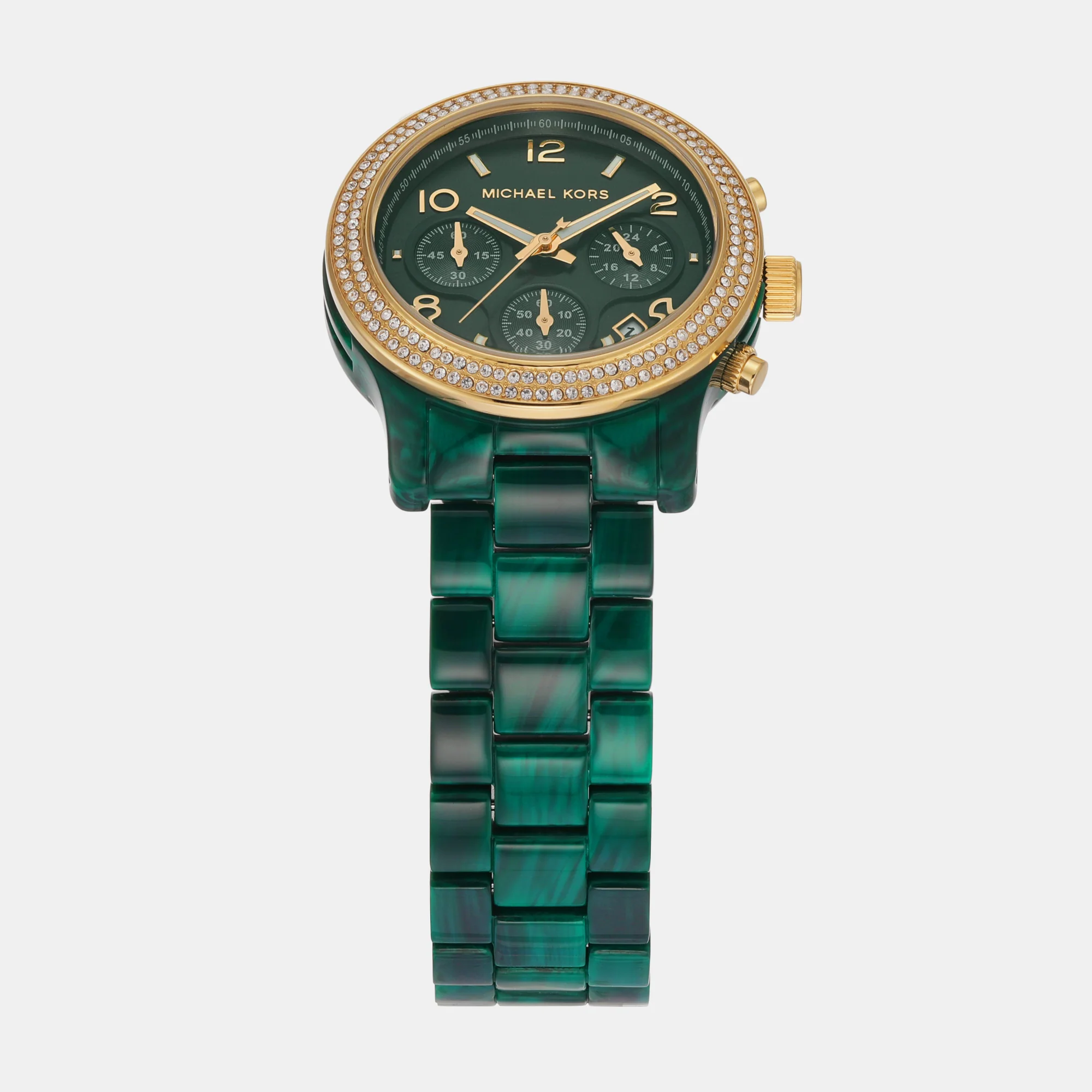 Runway Women Quartz Green Dial Chronograph Acetate Watch MK7422 - Image 2