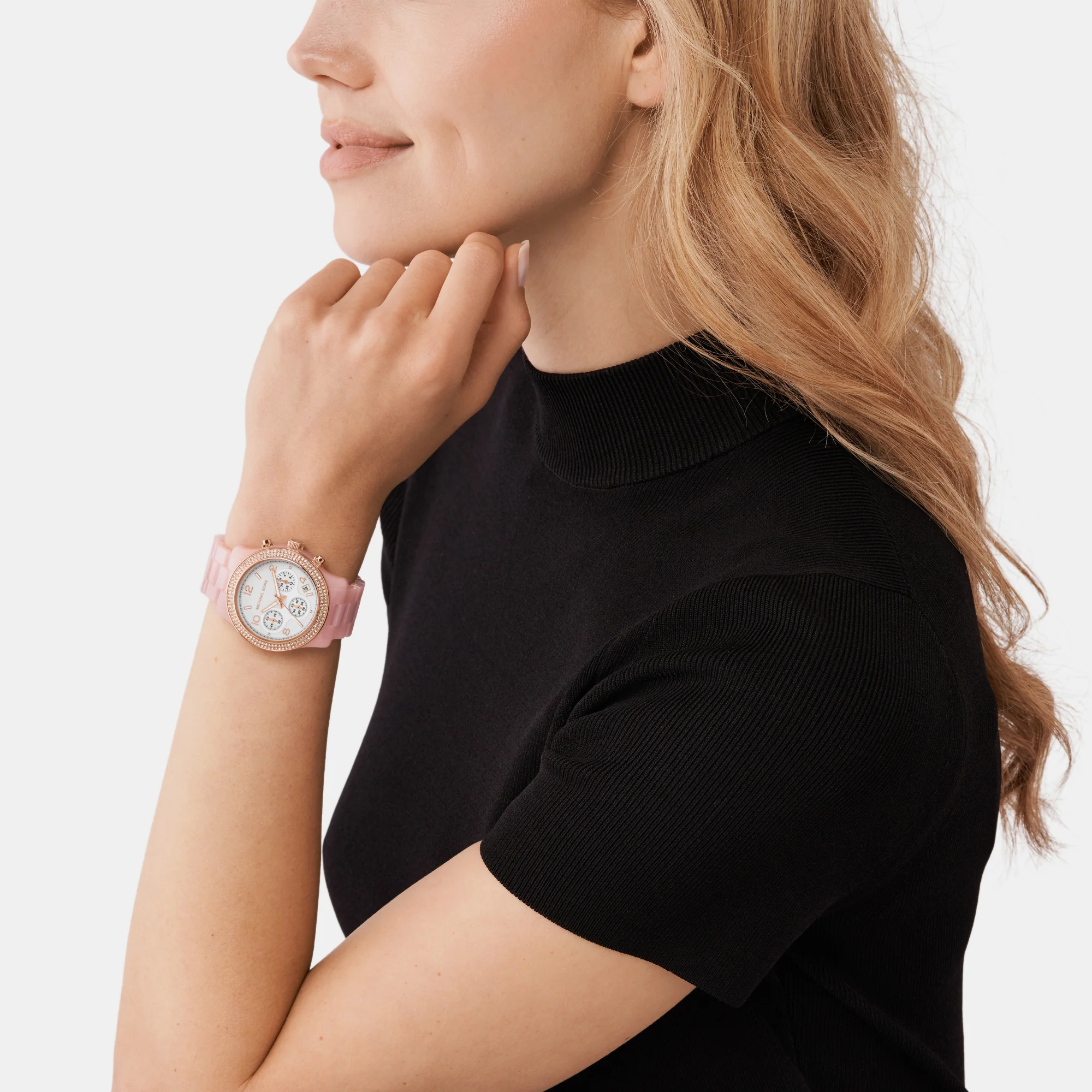 Runway Women Quartz Pink Dial Chronograph Acetate Watch MK7424 - Image 6
