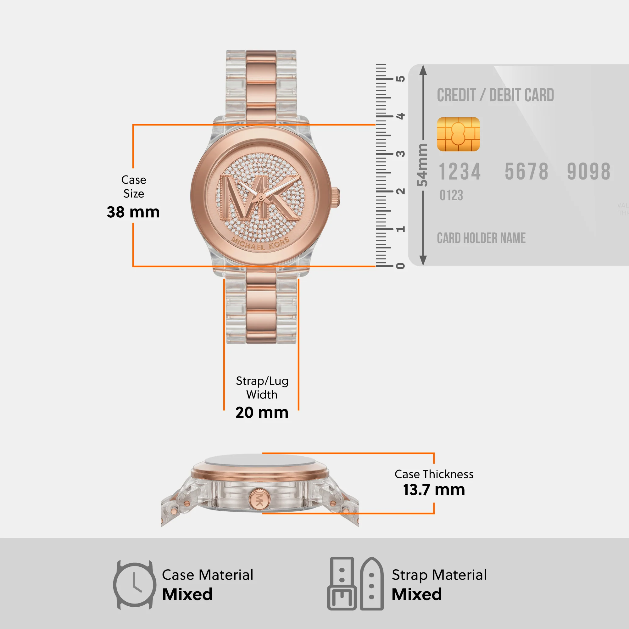 Runway Women Quartz Rose Gold Dial Analog Stainless Steel Watch MK7355 - Image 7