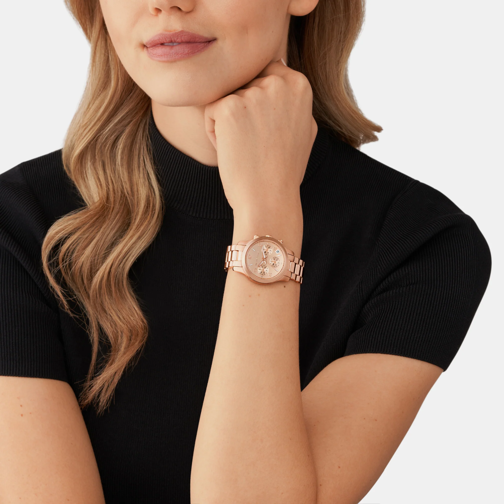 Runway Women Quartz Rose Gold Dial Chronograph Stainless Steel Watch MK7327 - Image 6