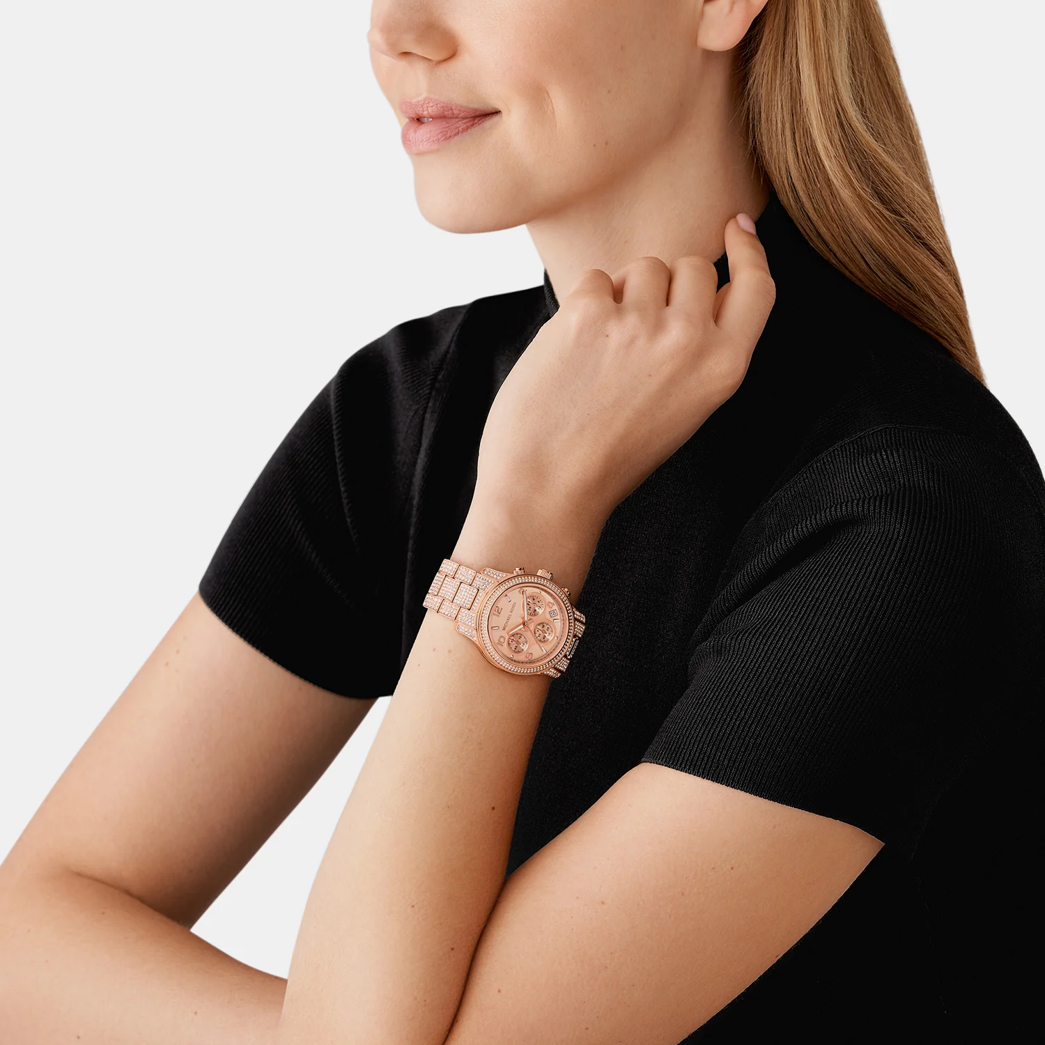 Runway Women Quartz Rose Gold Dial Chronograph Stainless Steel Watch MK7481 - Image 6